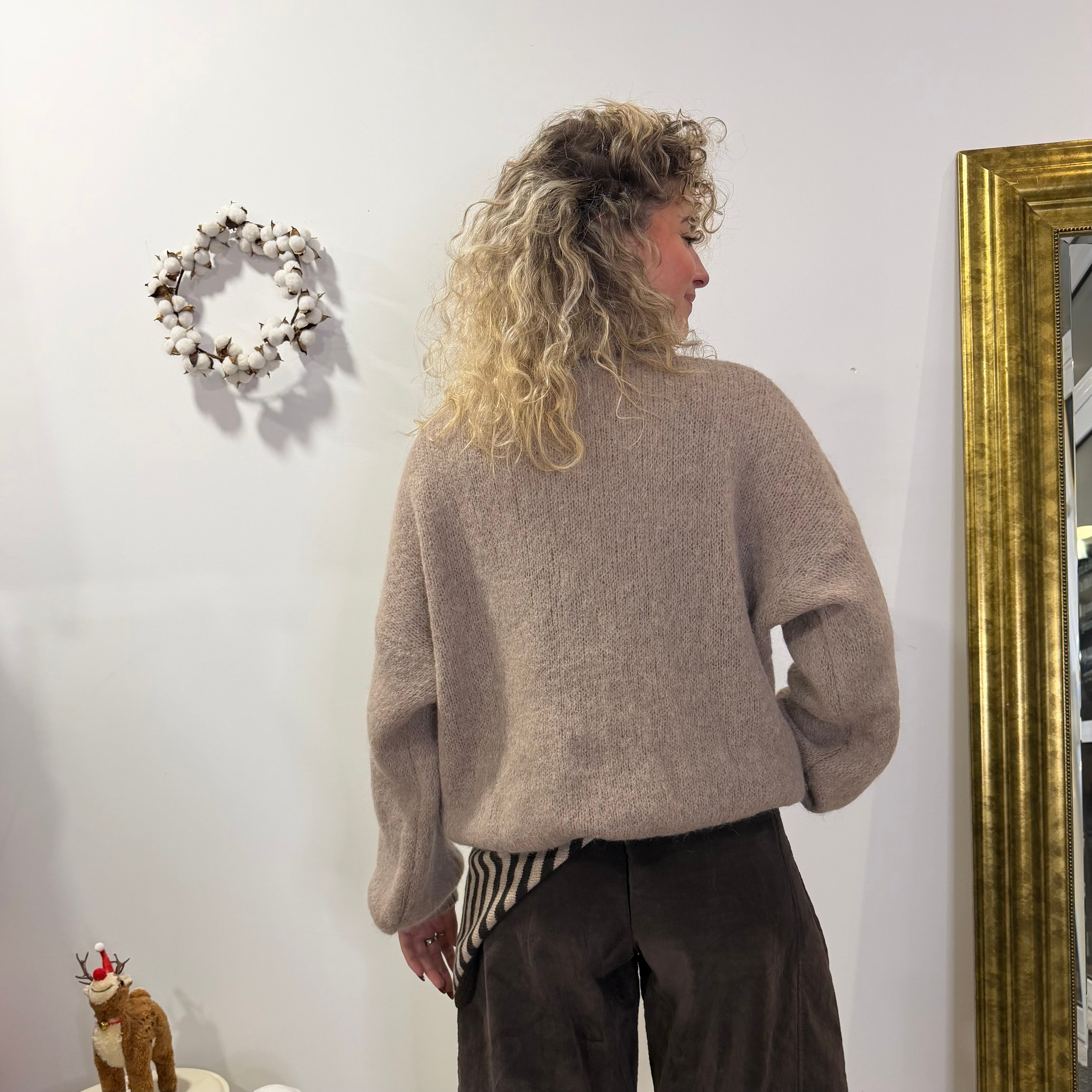 Pull col roulé LILIAN beige, baby alpaga laine