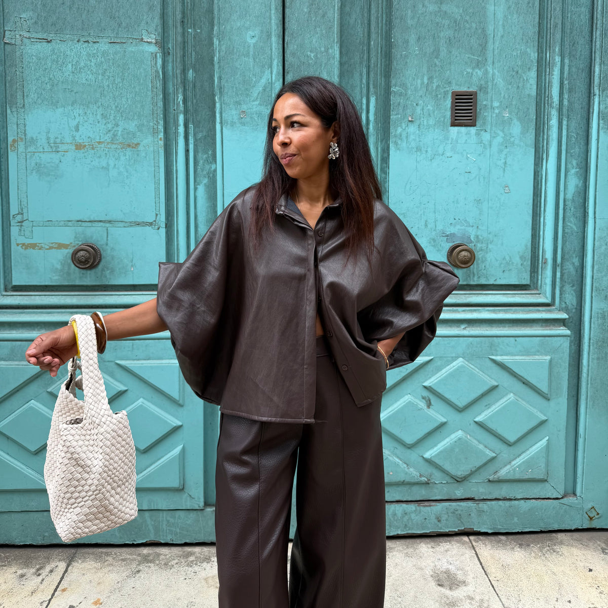 Veste MAEVA simili cuir marron