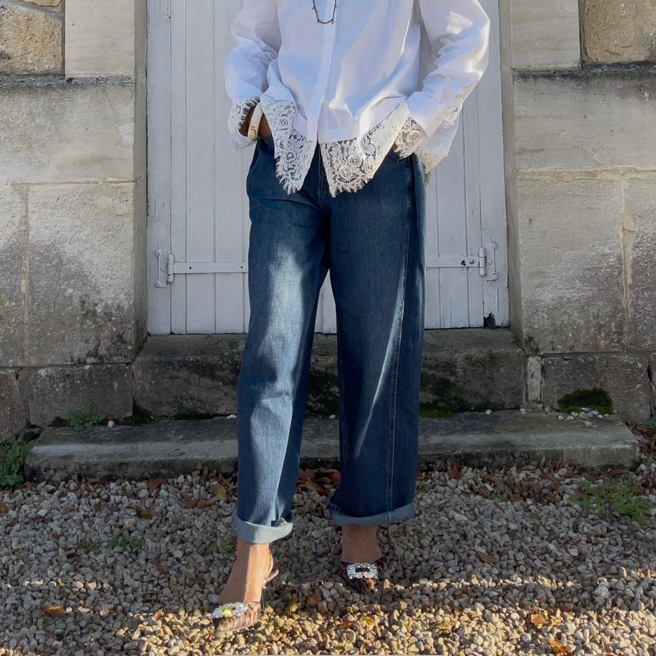 Jean MIA wide bleu intermediaire effet tailleur