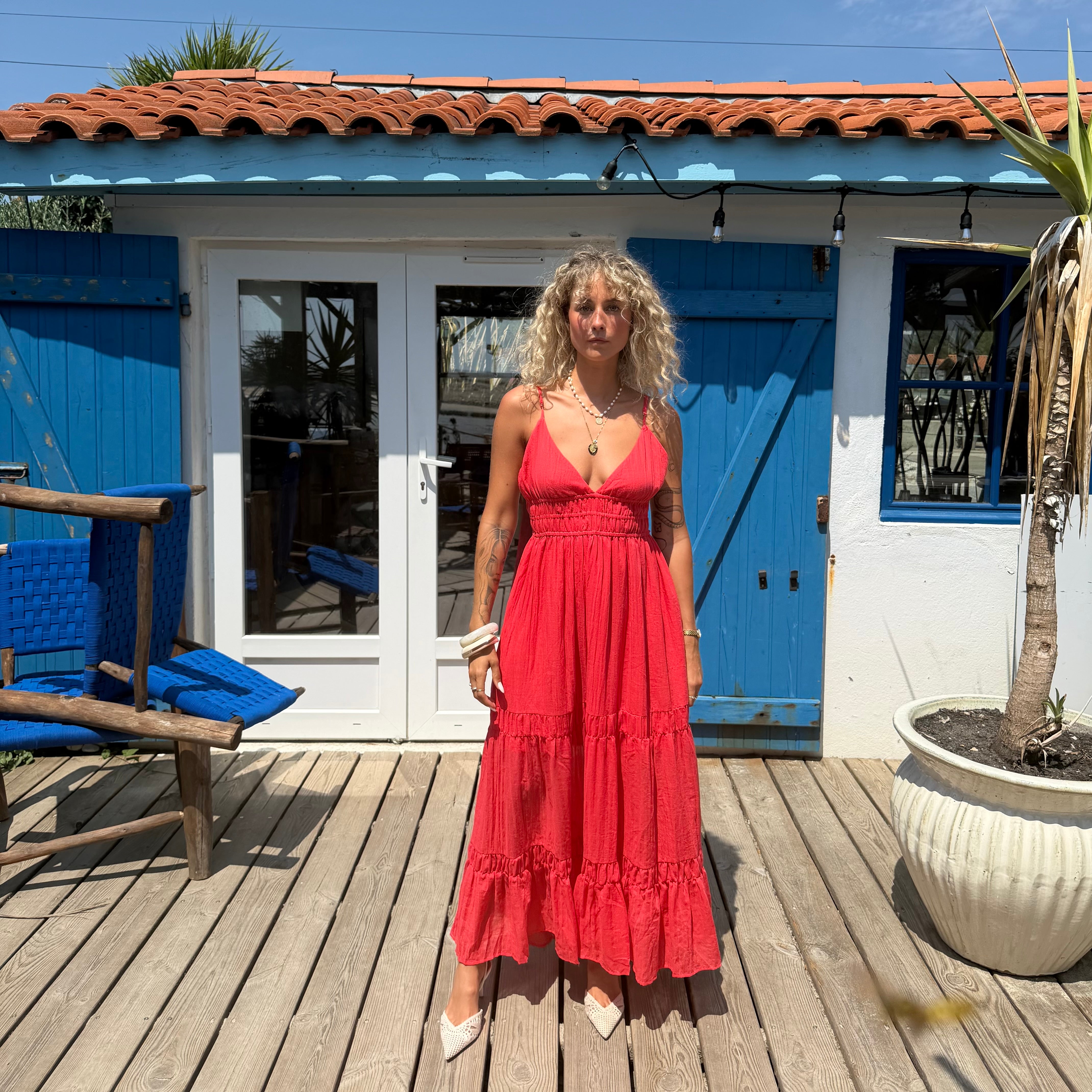 Robe ZINA voile de coton rouge