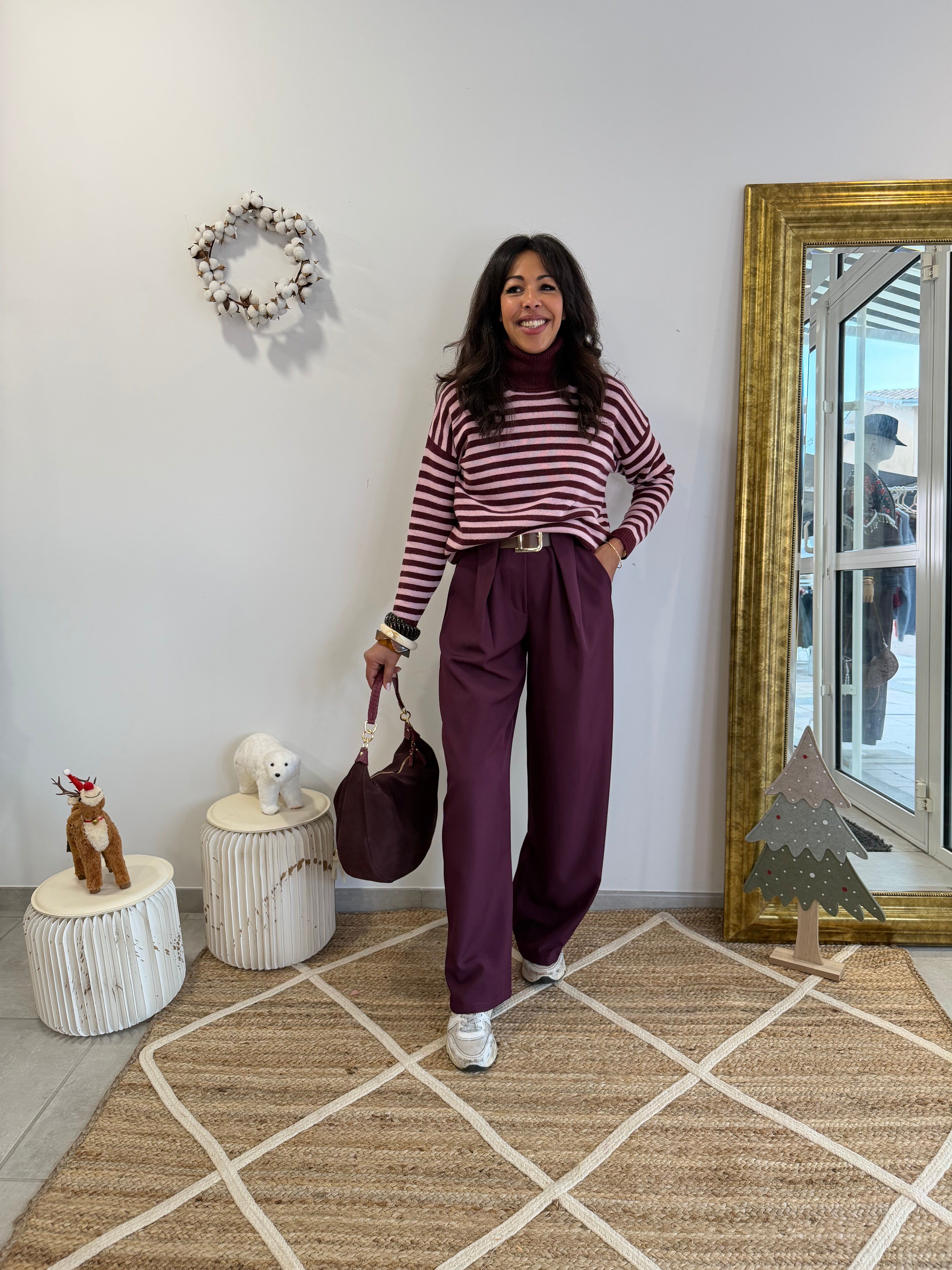 Pantalon tailleur SUSY violet à la coupe fluide