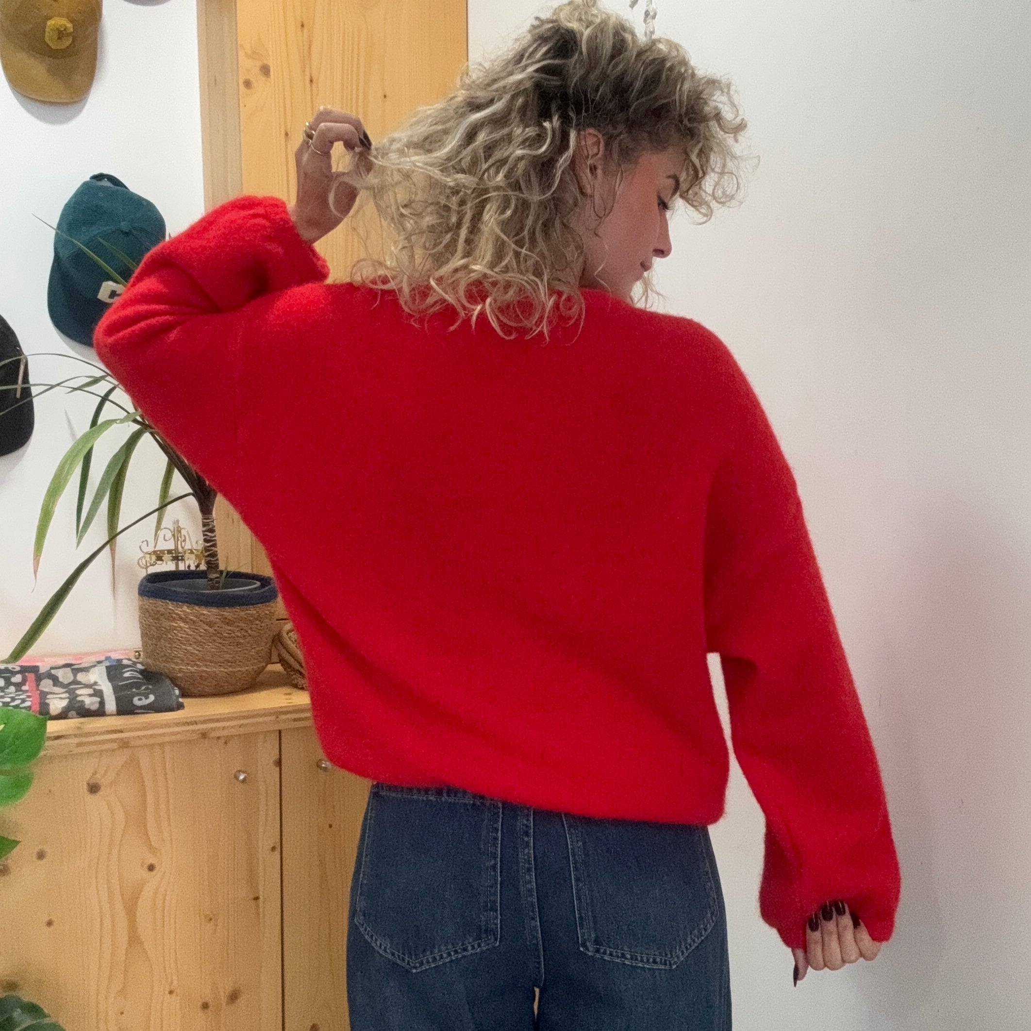 Pull Alpaga ELISE oversize rouge vif