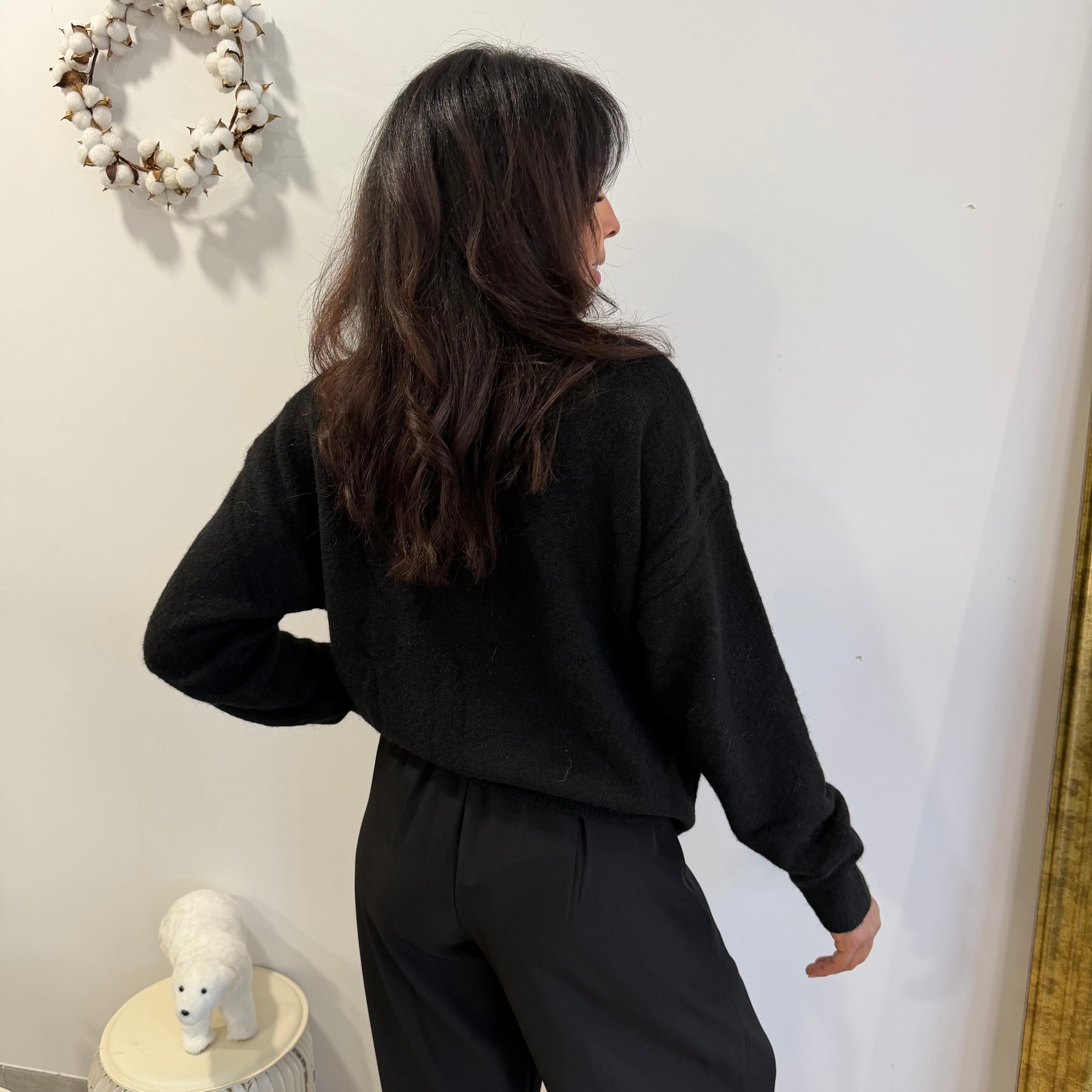 Gilet NOEL, couleur noir, bouton bijoux