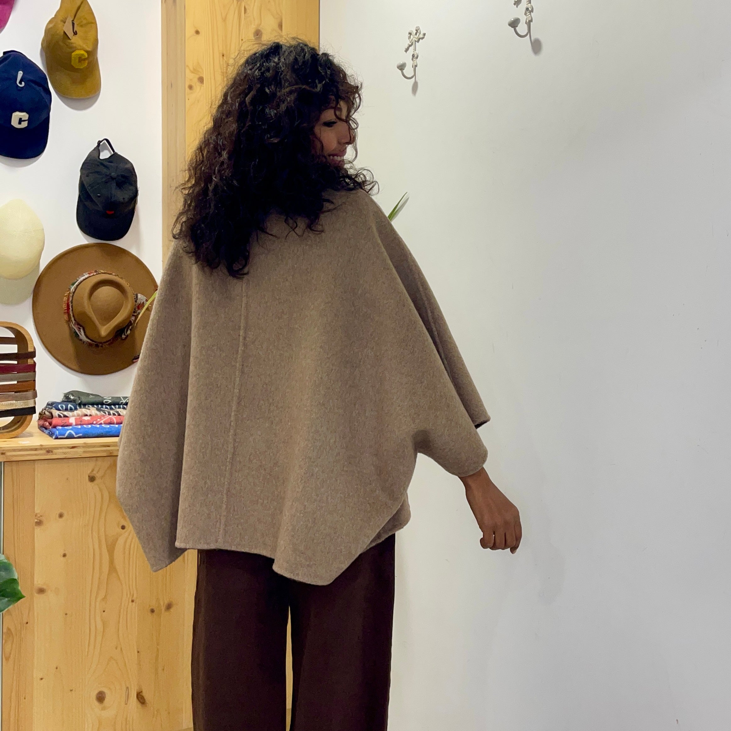 Manteau Cape TINI marron réversible