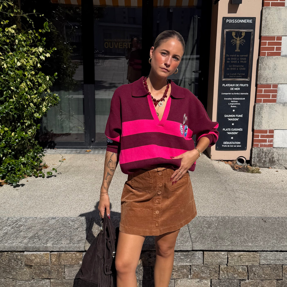 Pull ORIANE rouge bordeaux/rose