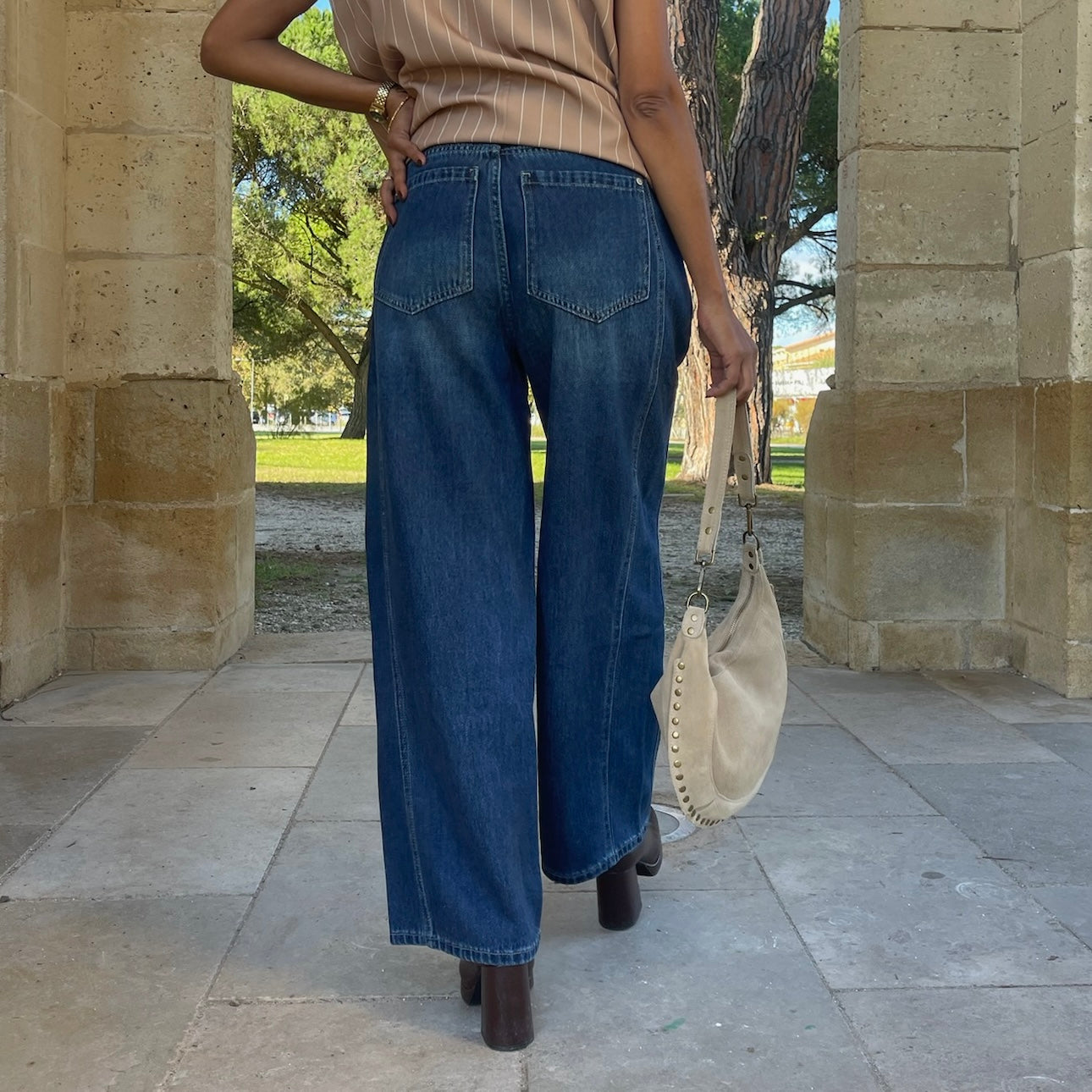 Jean MIA wide bleu intermediaire effet tailleur