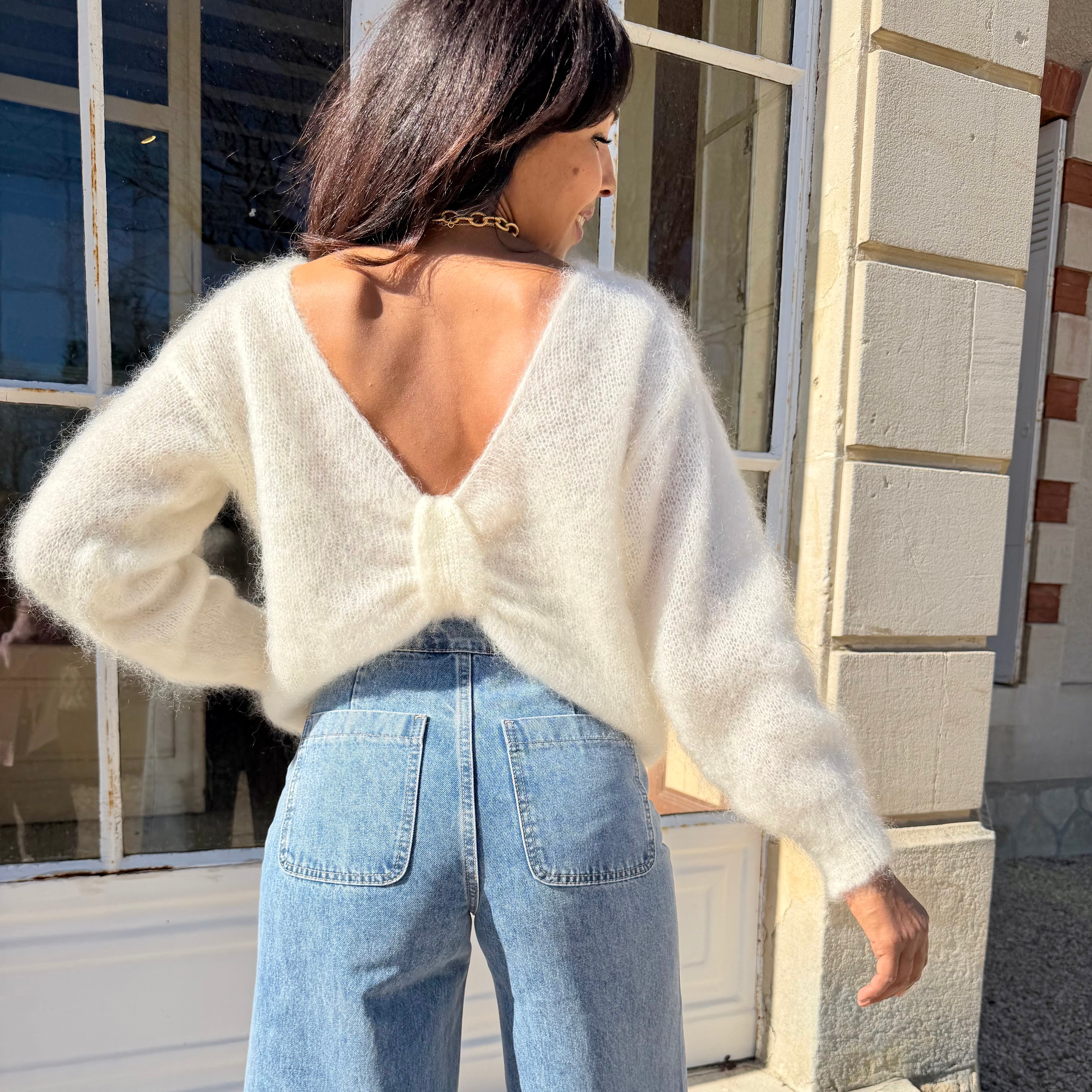 Pull en mohair NOEUD ecru