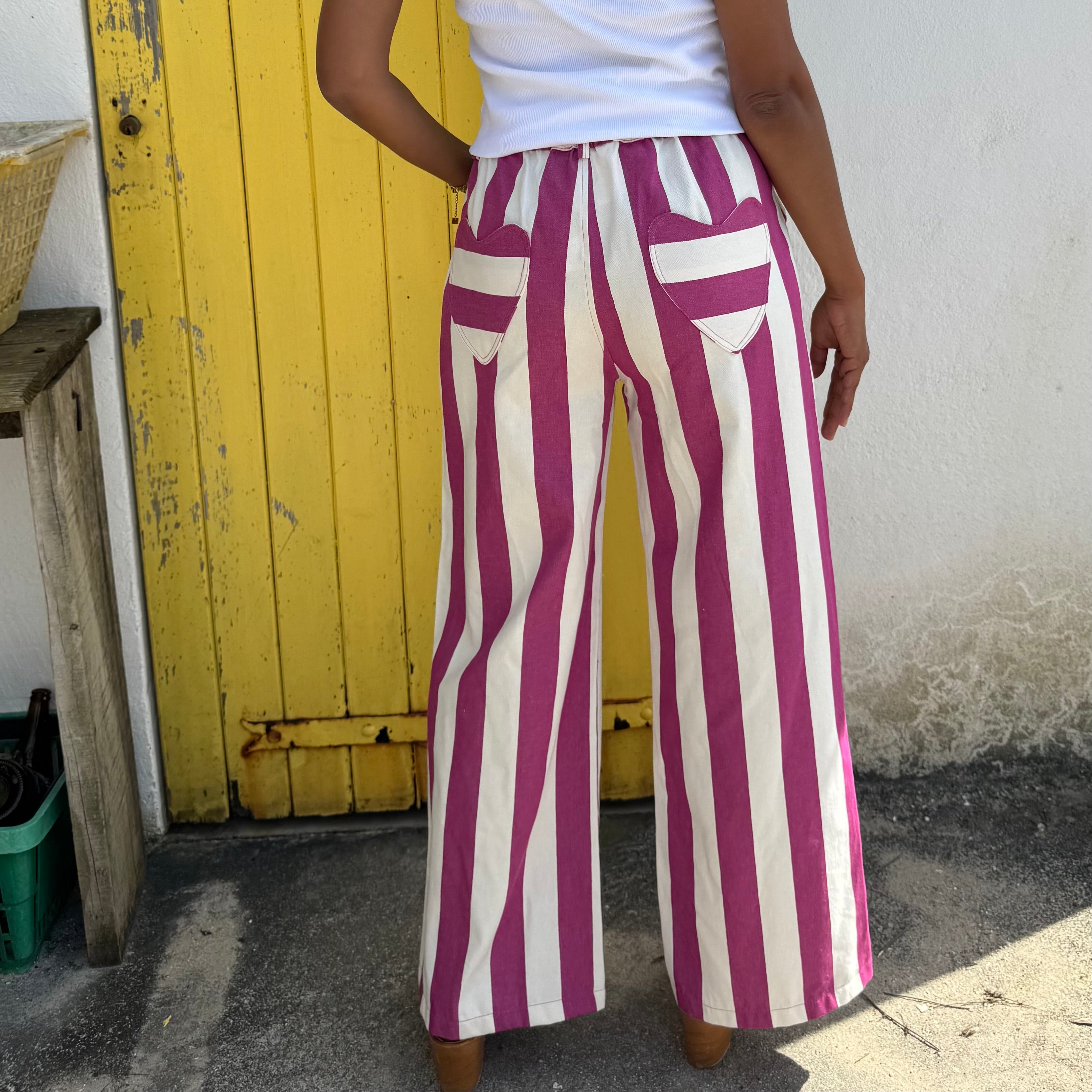 Pantalon RAPHAEL violet à rayures