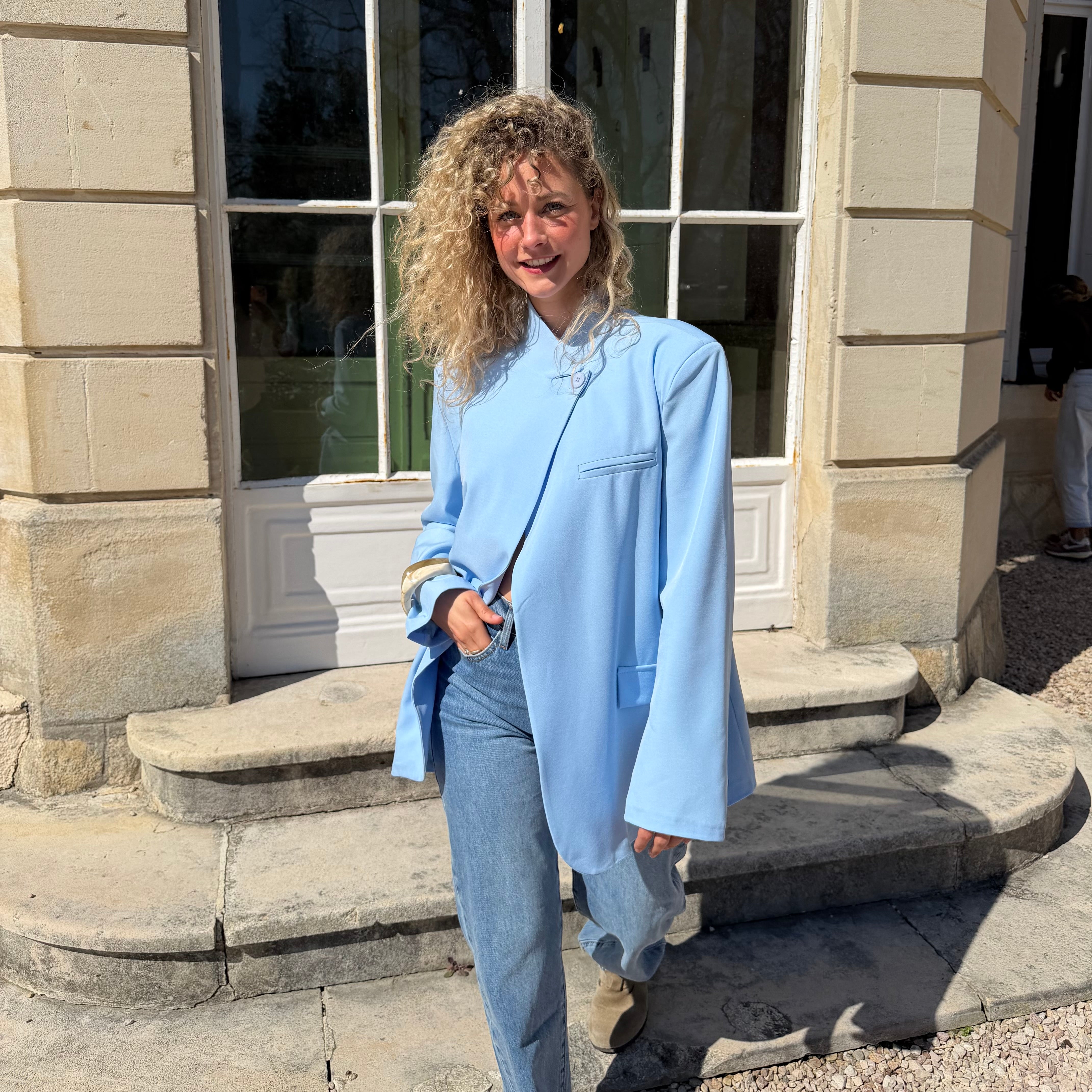 Blazer oversize ENZO col mao bleu pastel