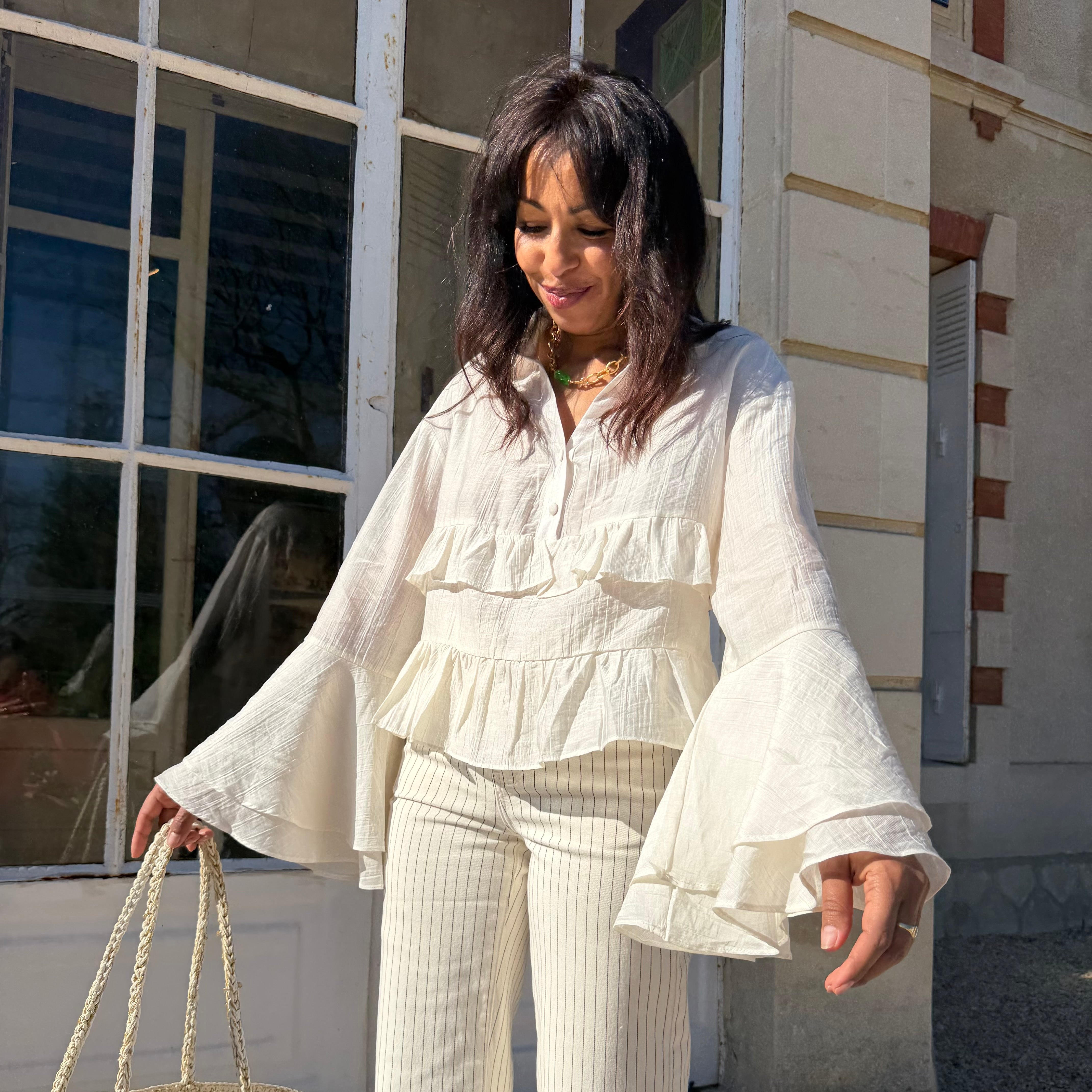 Blouse Volantée MARA Écru – Esprit Bohème Chic