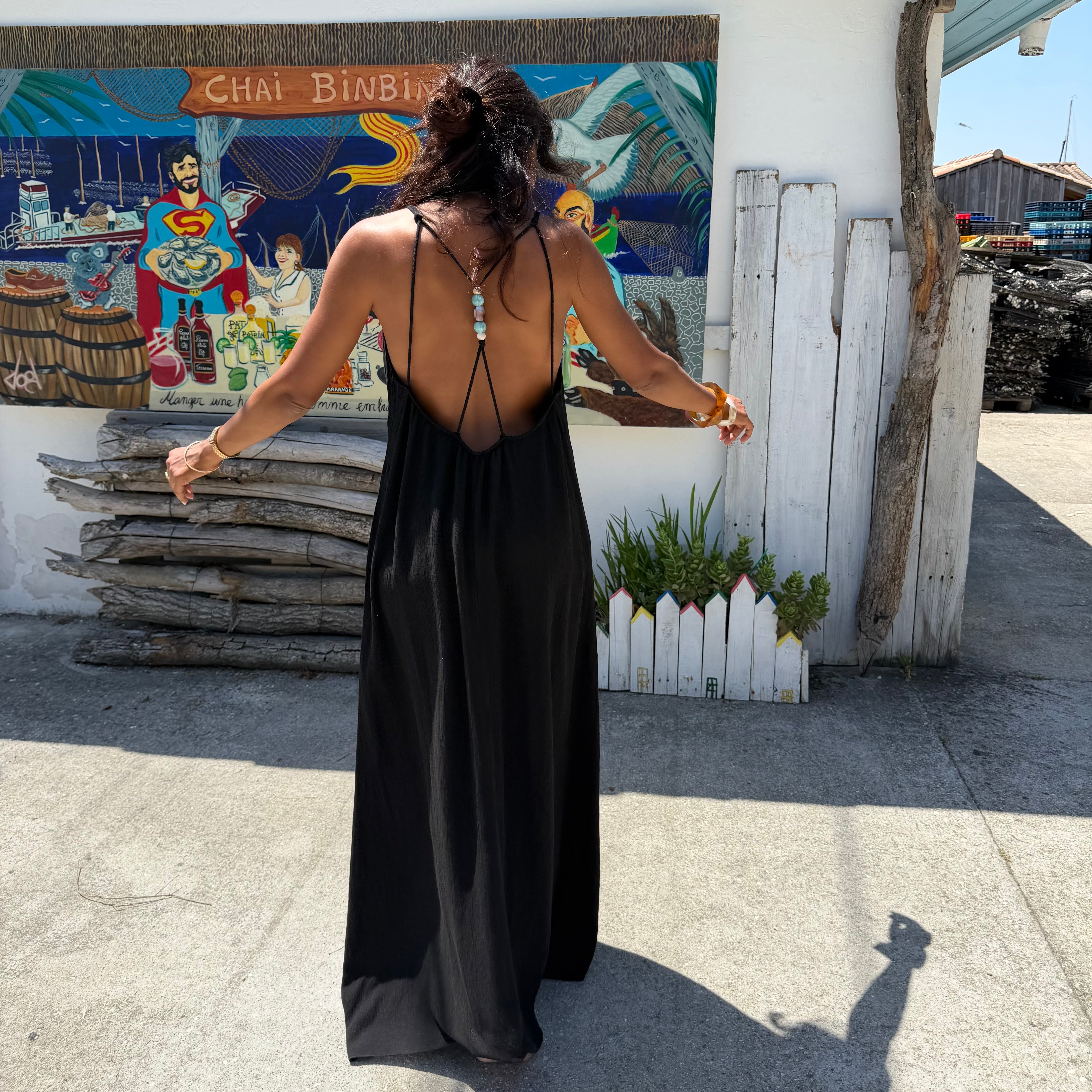ROBE AZUR longue dos nu noire