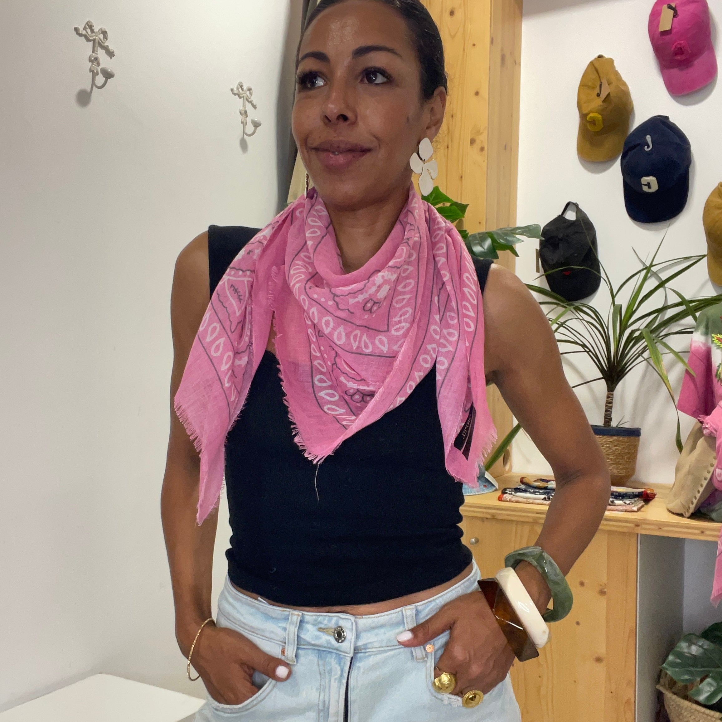 Foulard BANDANA rose petit format