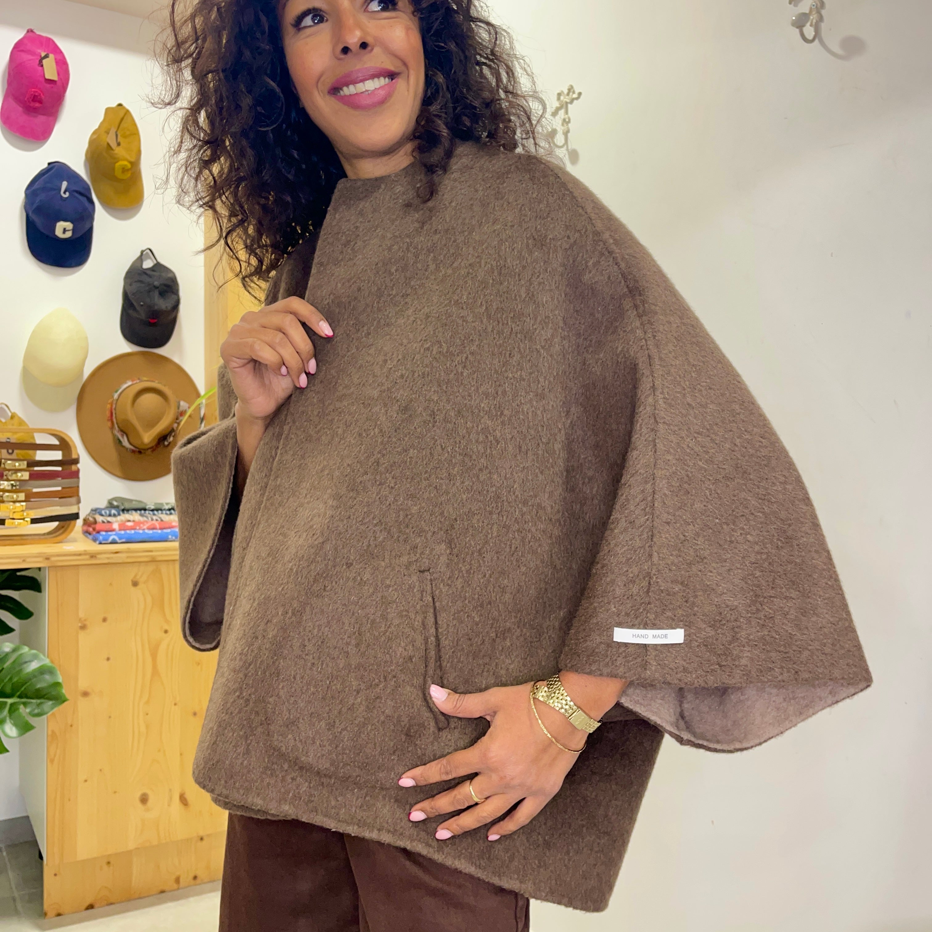 Manteau Cape TINI marron réversible