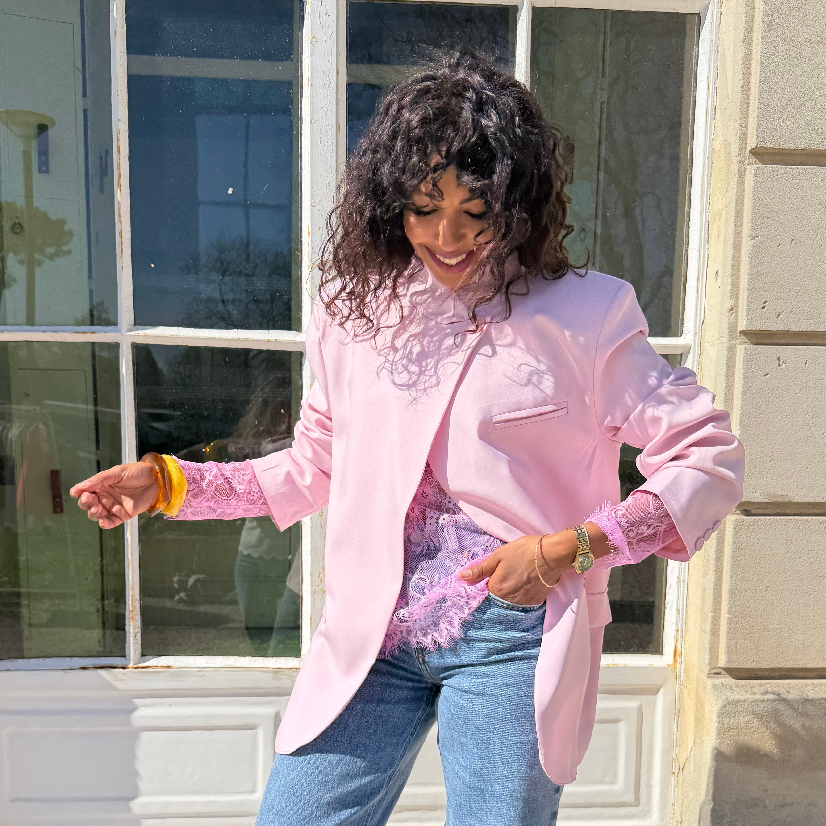 Blazer col mao, ENZO, rose pastel