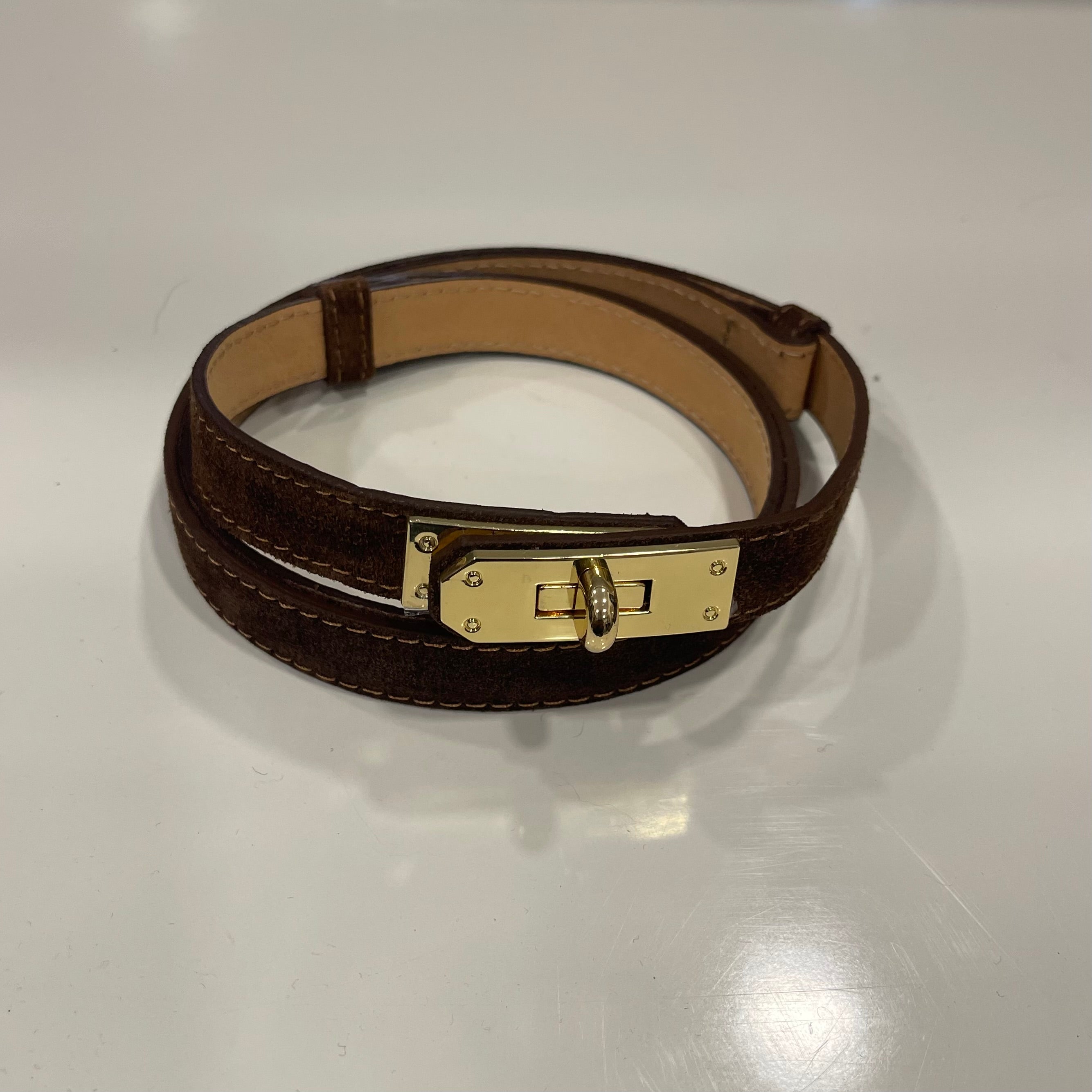 Ceinture cuir daim marron réglable
