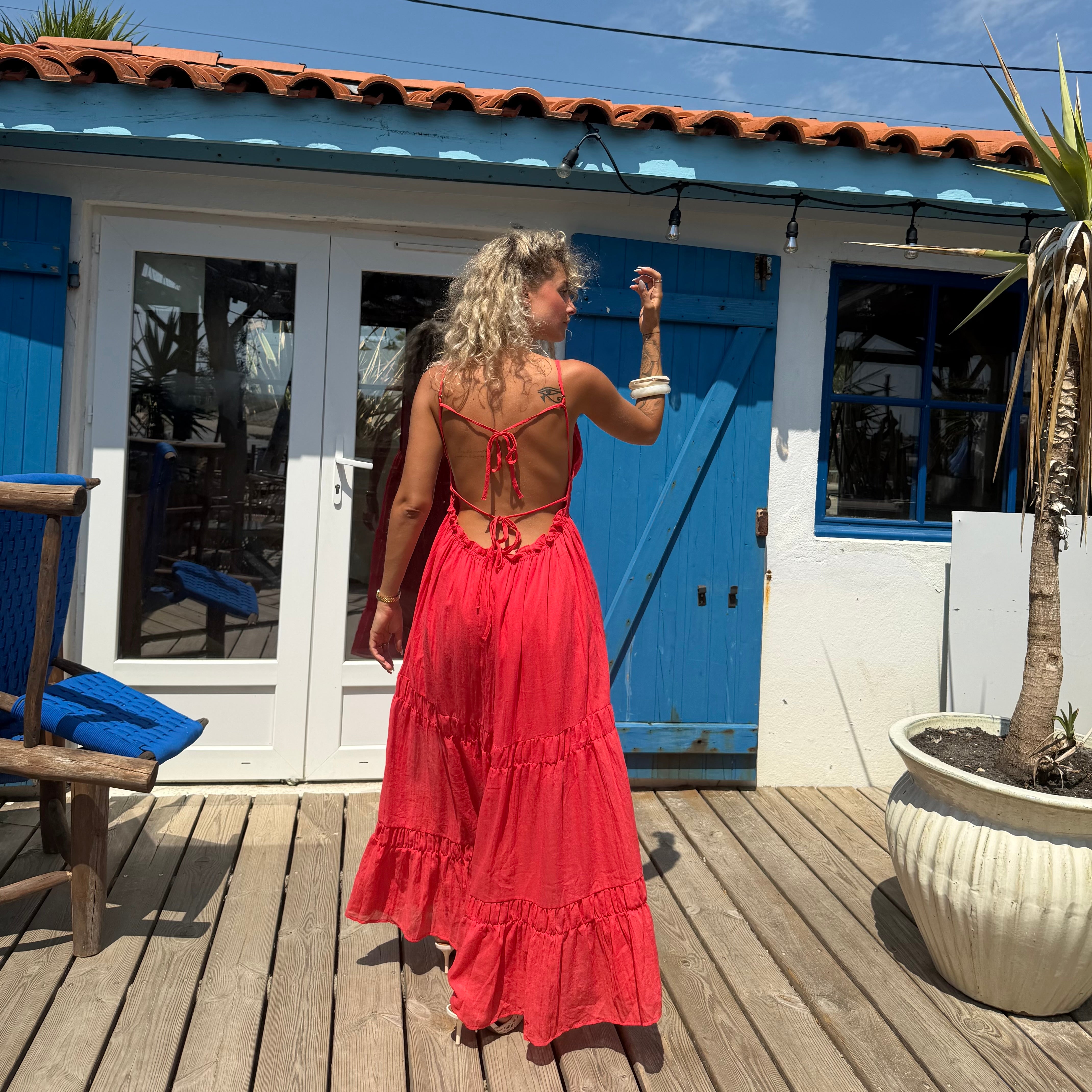 Robe ZINA voile de coton rouge