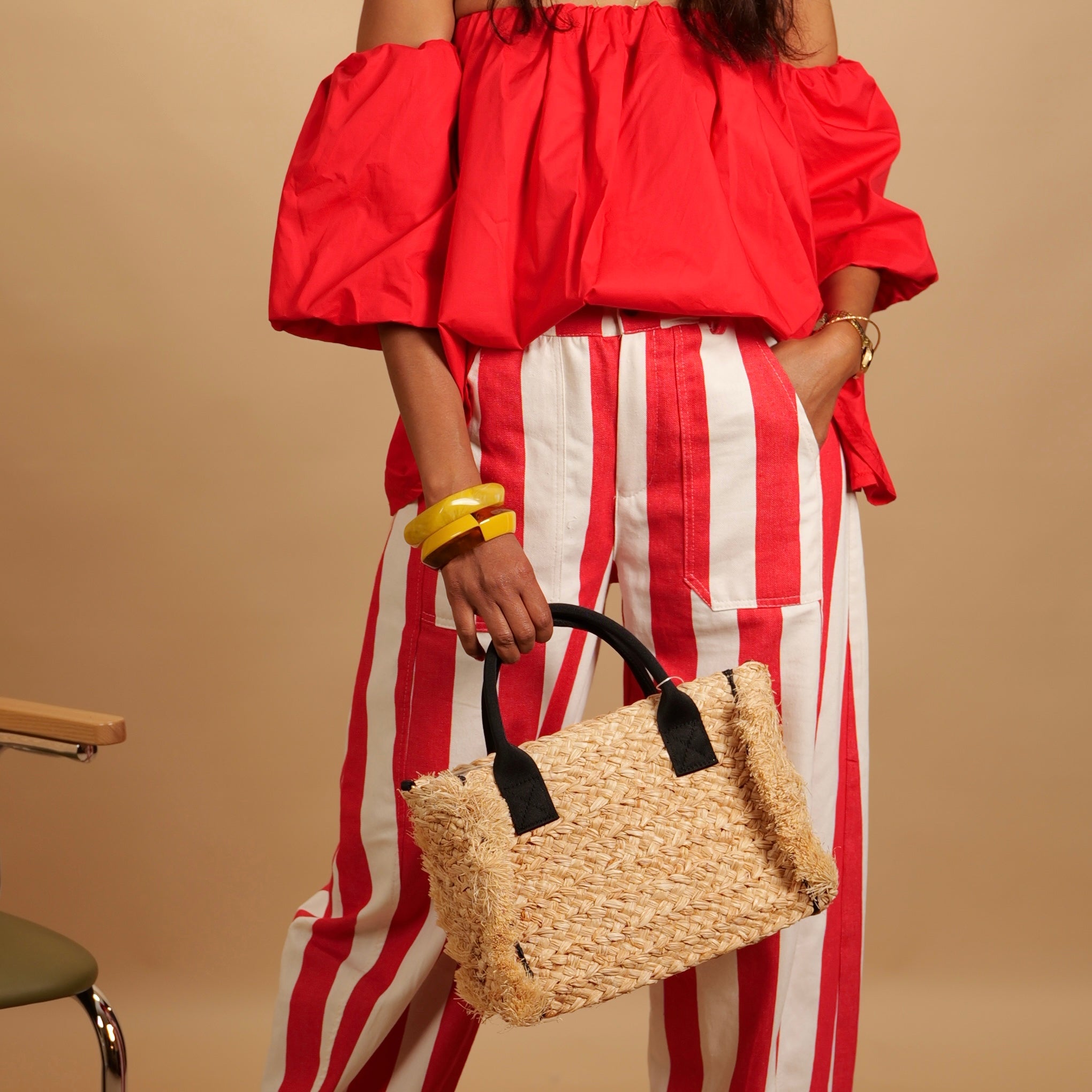 Sac cabas en raphia naturel
