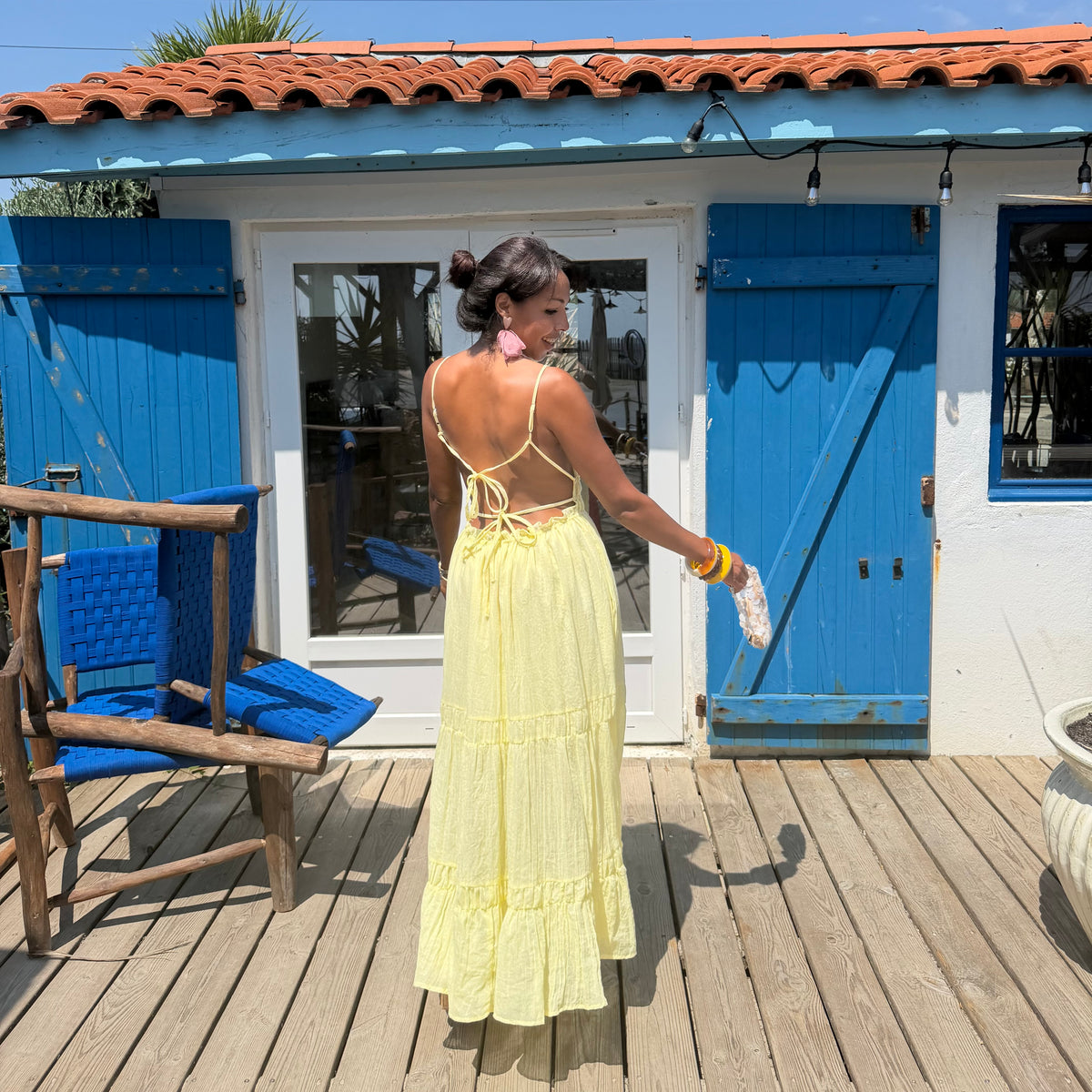 Robe ZINA voile de coton jaune
