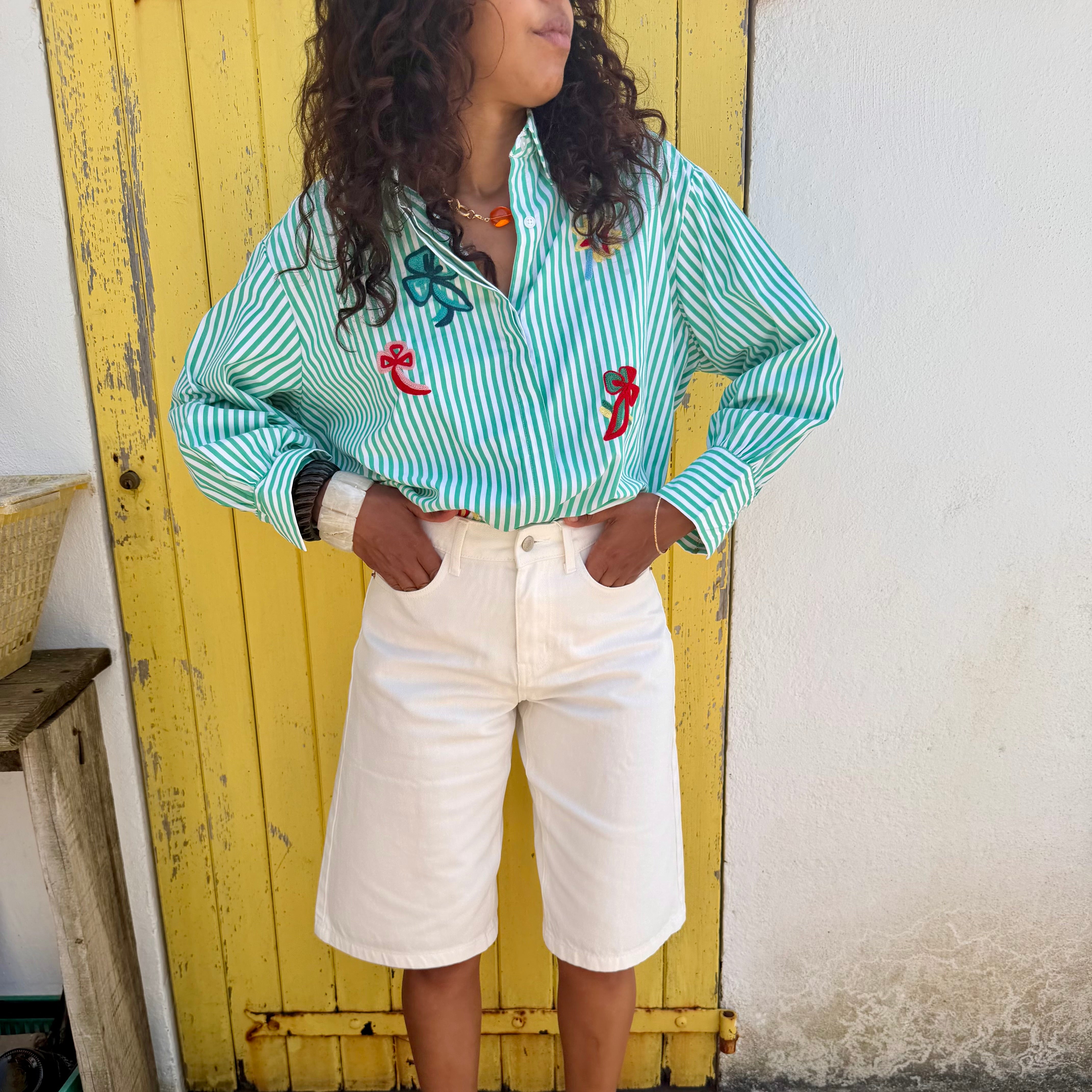 Bermuda en jean SERENA blanc
