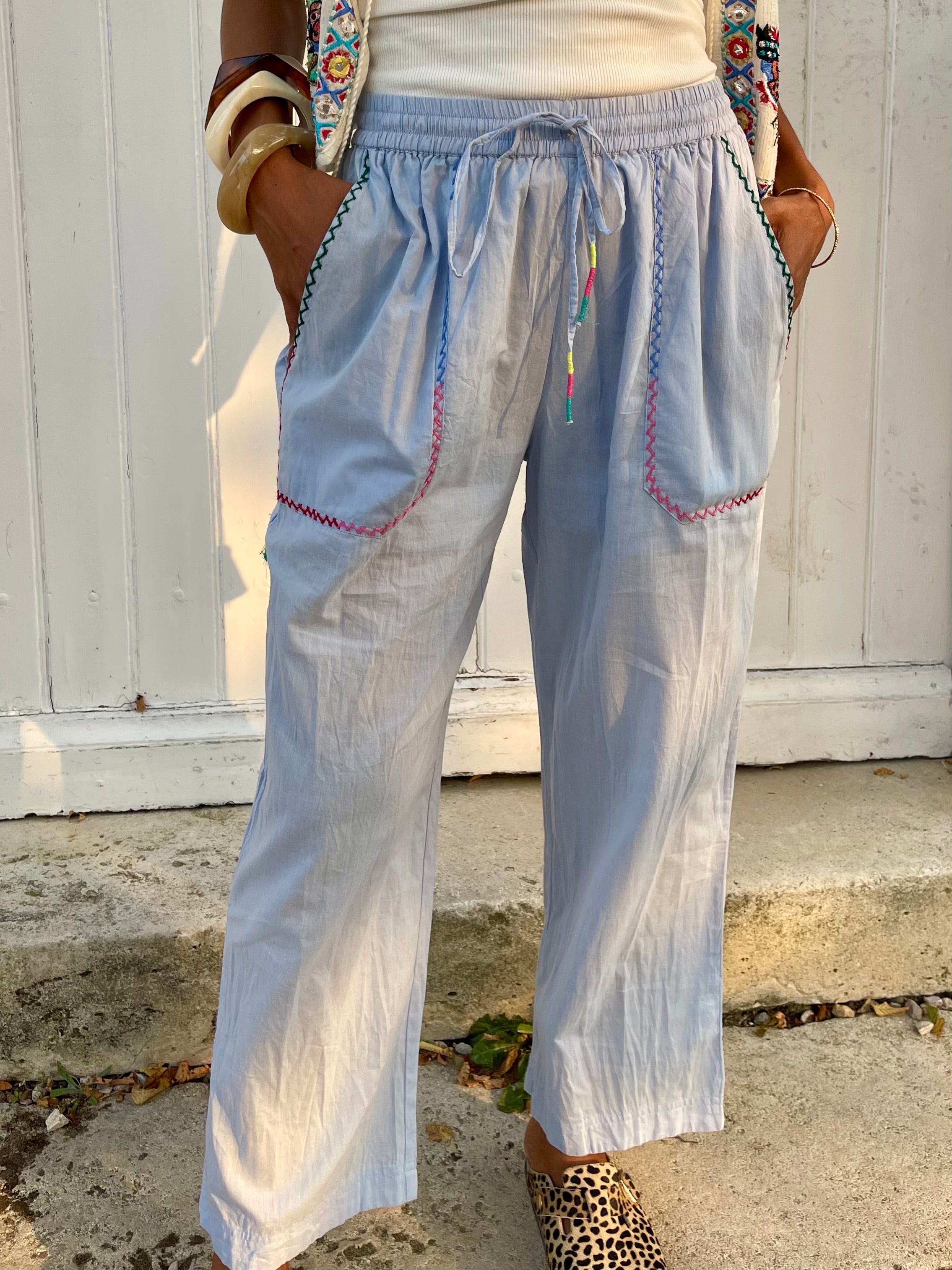Pantalon EOS, bleu 100% coton