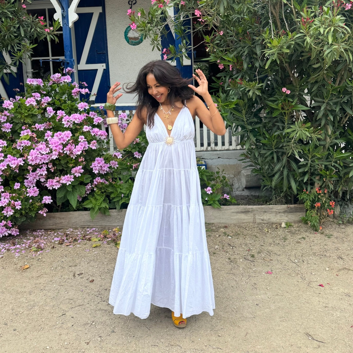 Robe longue SOLEIL bohème blanche dos nu