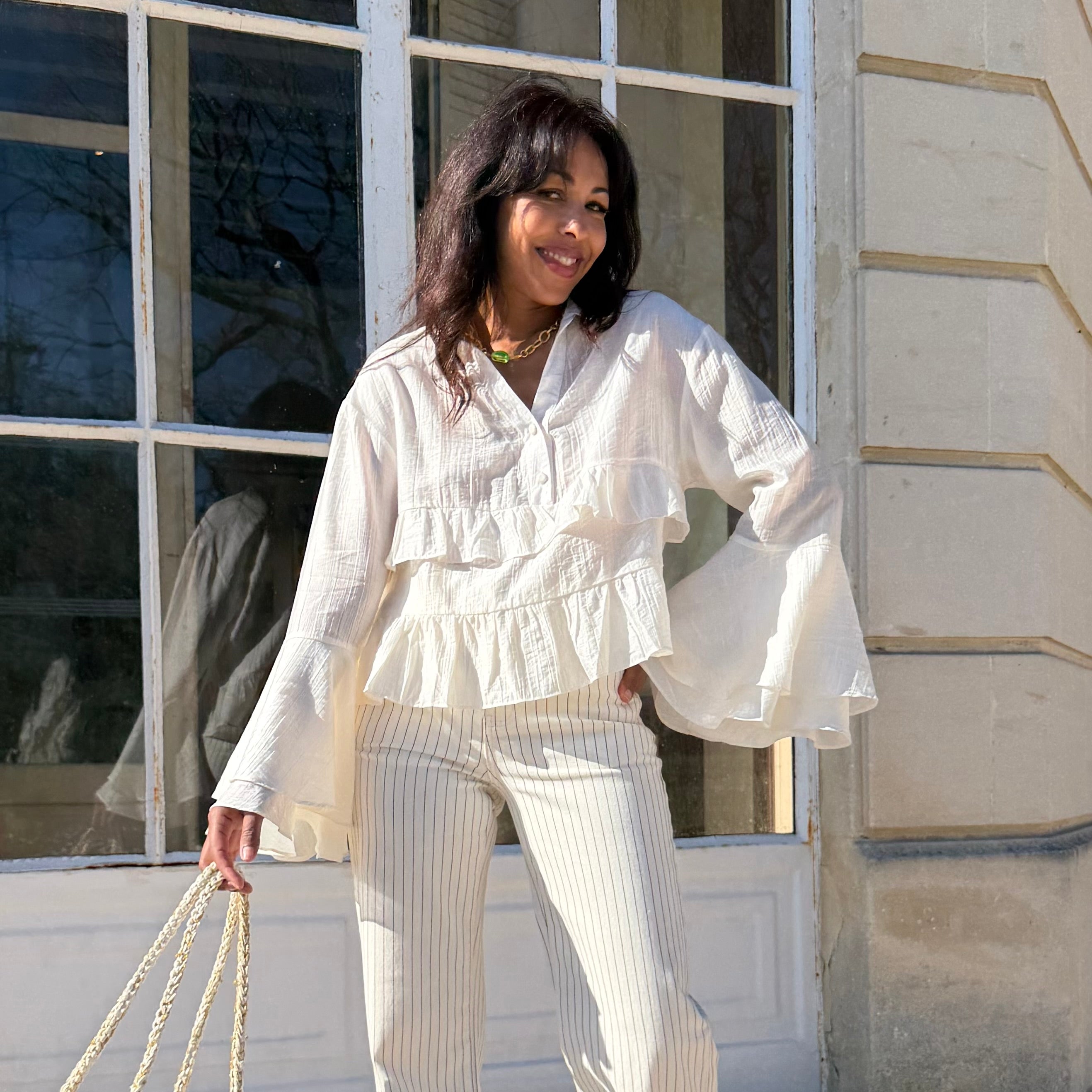 Blouse Volantée MARA Écru – Esprit Bohème Chic