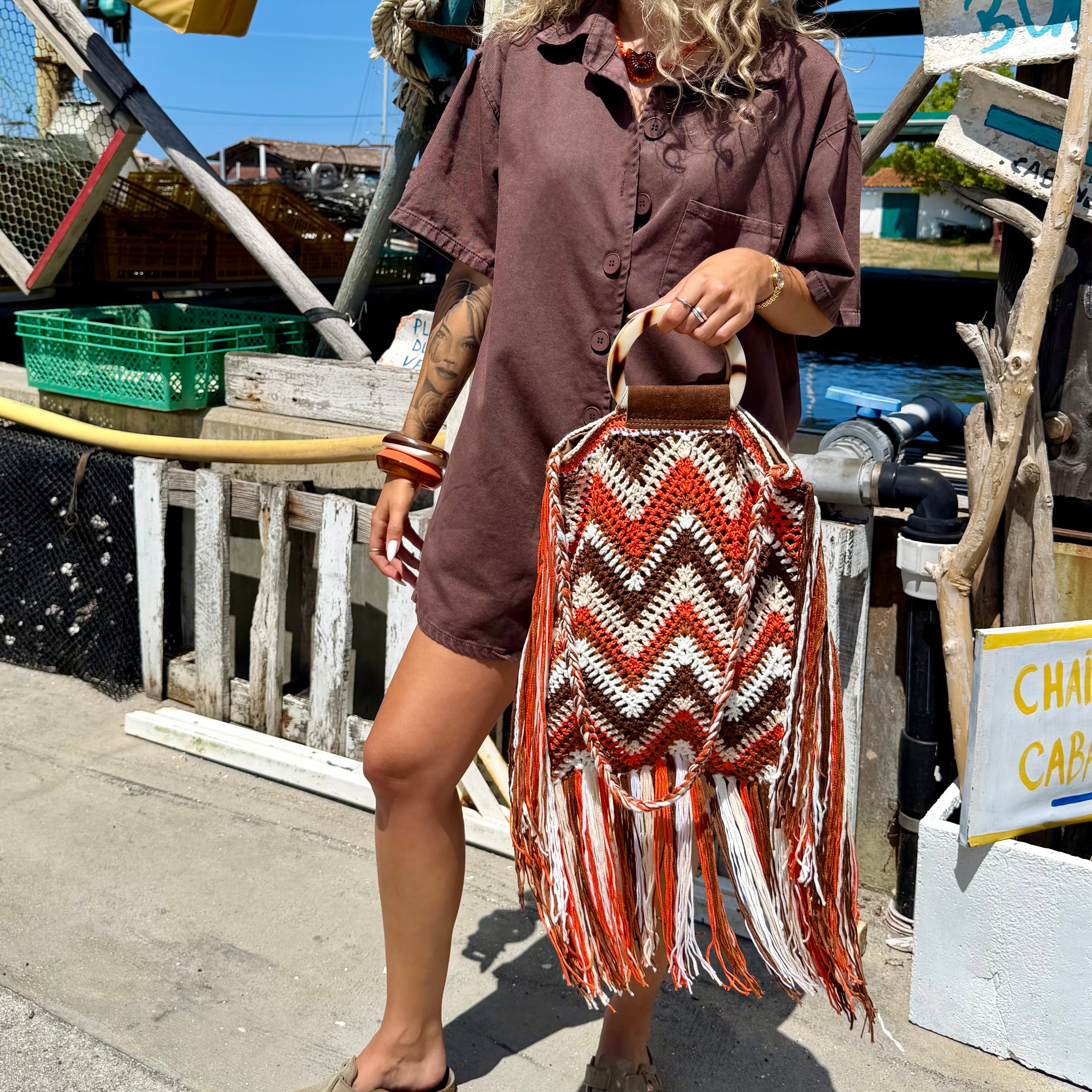 Sac crochet orange