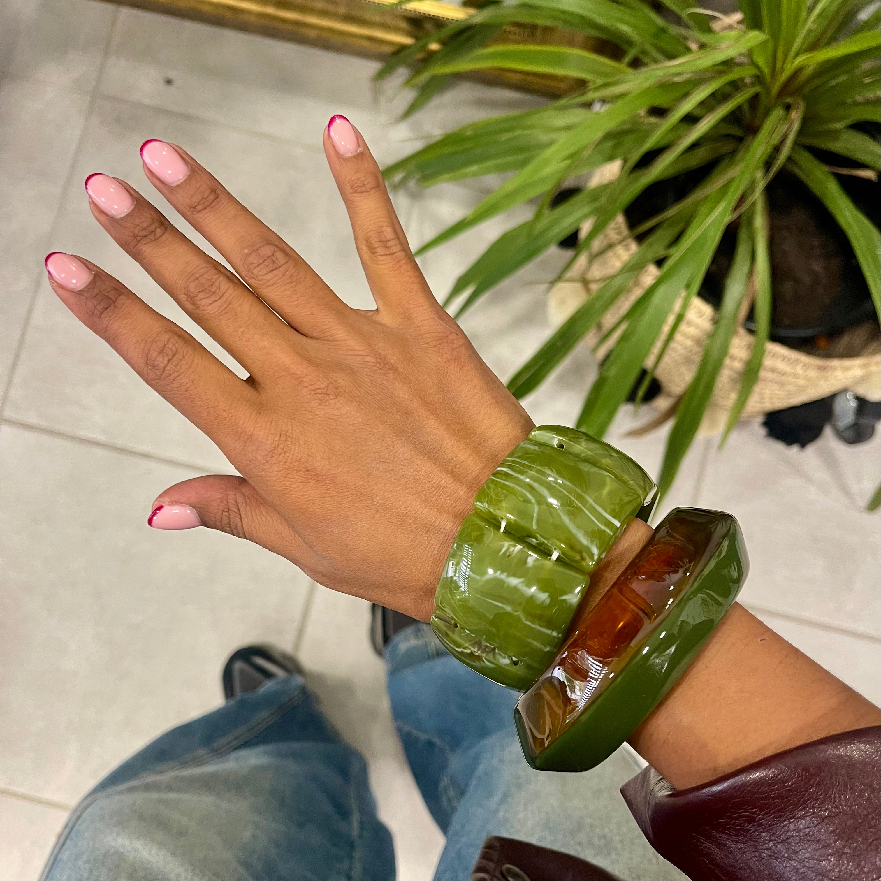Bracelet élastique vert