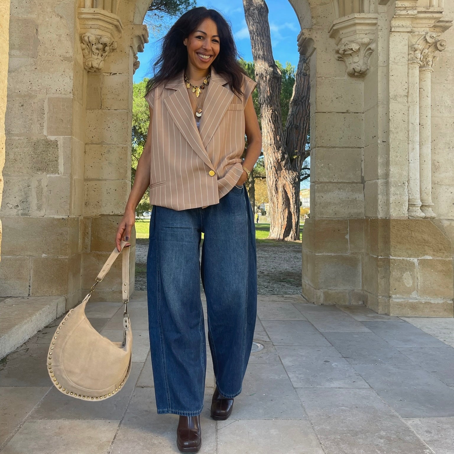 Jean MIA wide bleu intermediaire effet tailleur