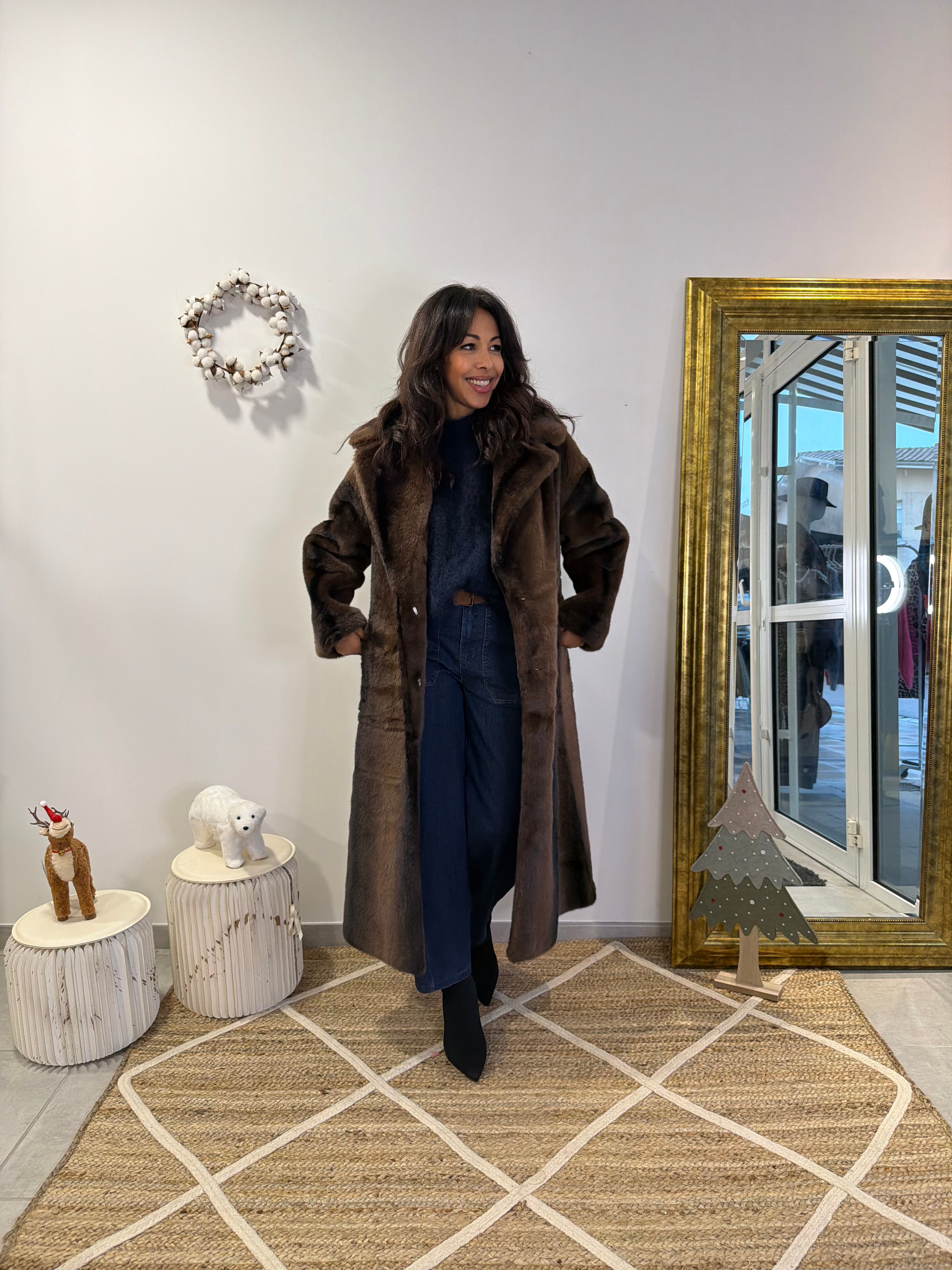 Fourrure longue ELVA, marron