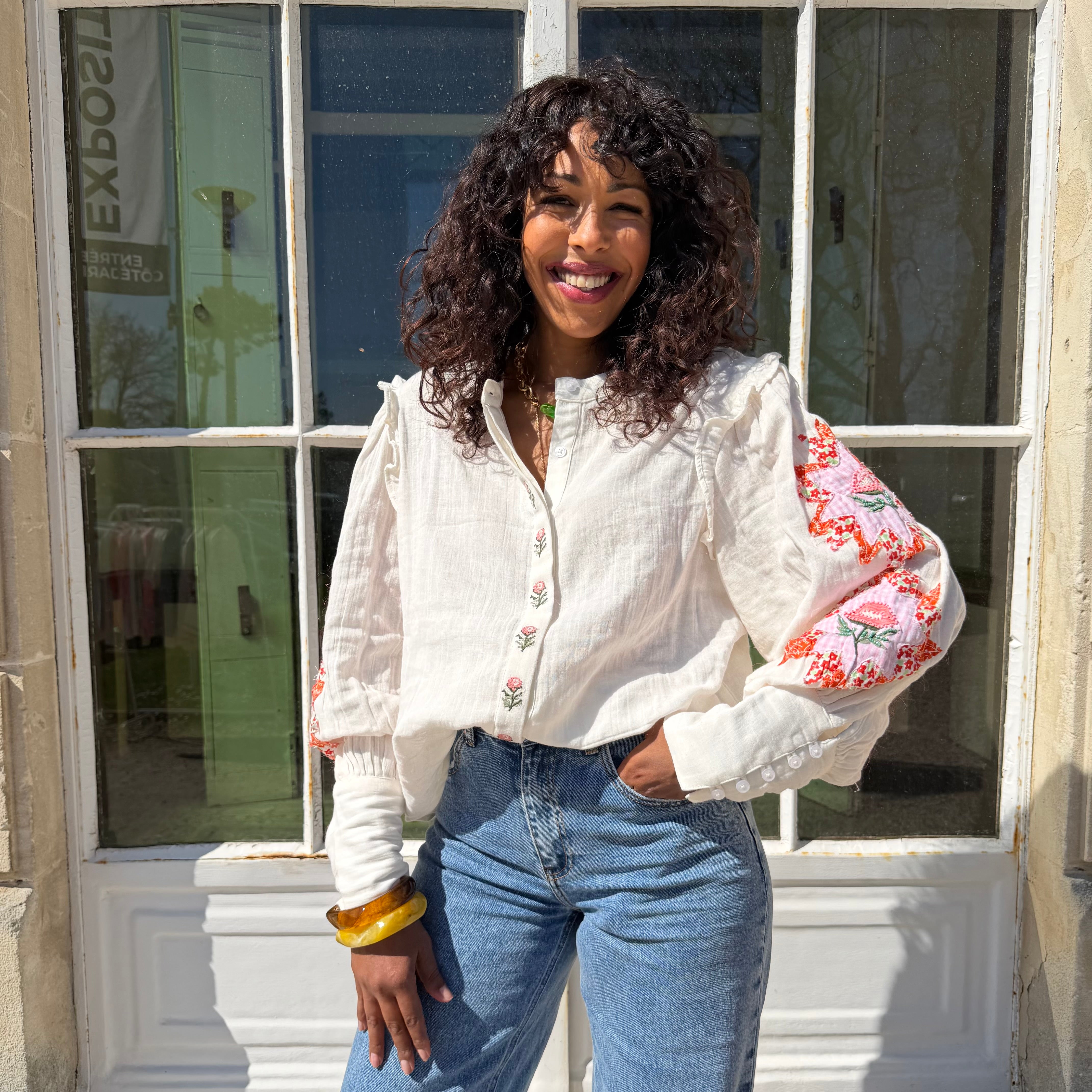 Chemisier ALBA blanc coton avec broderies