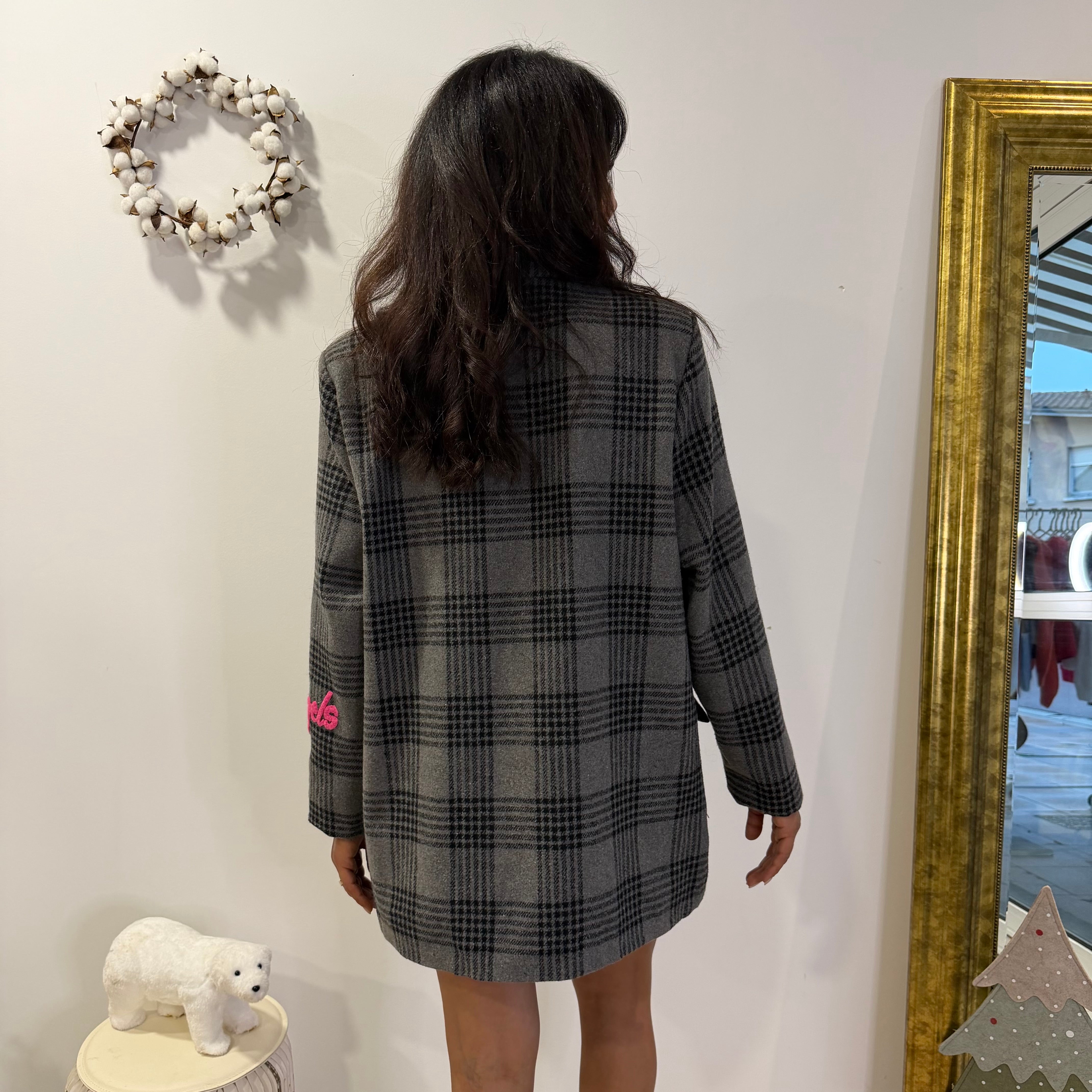 Blazer over size BLISS gris brodé de couleurs