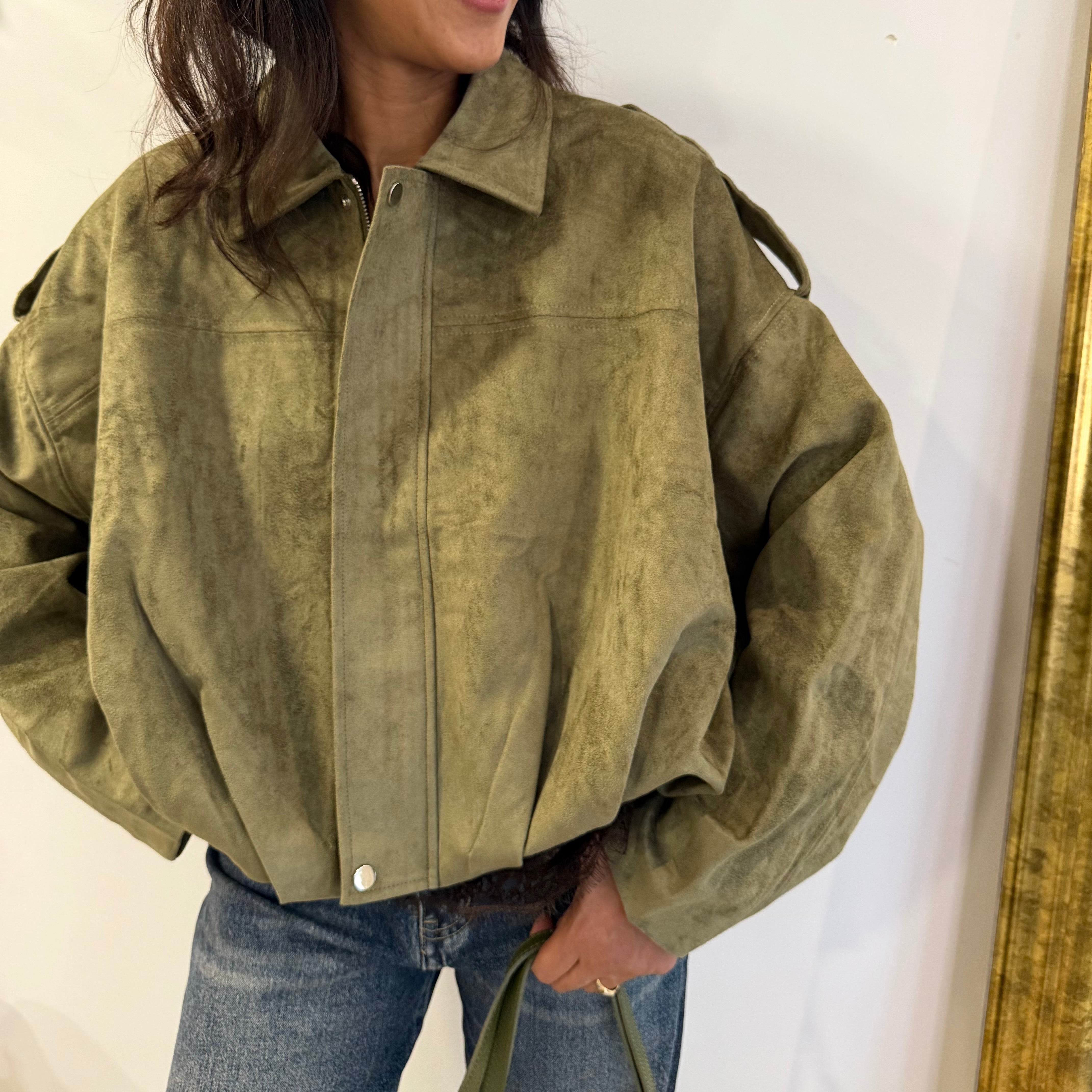 Bombers GAZIA oversize façon daim kaki