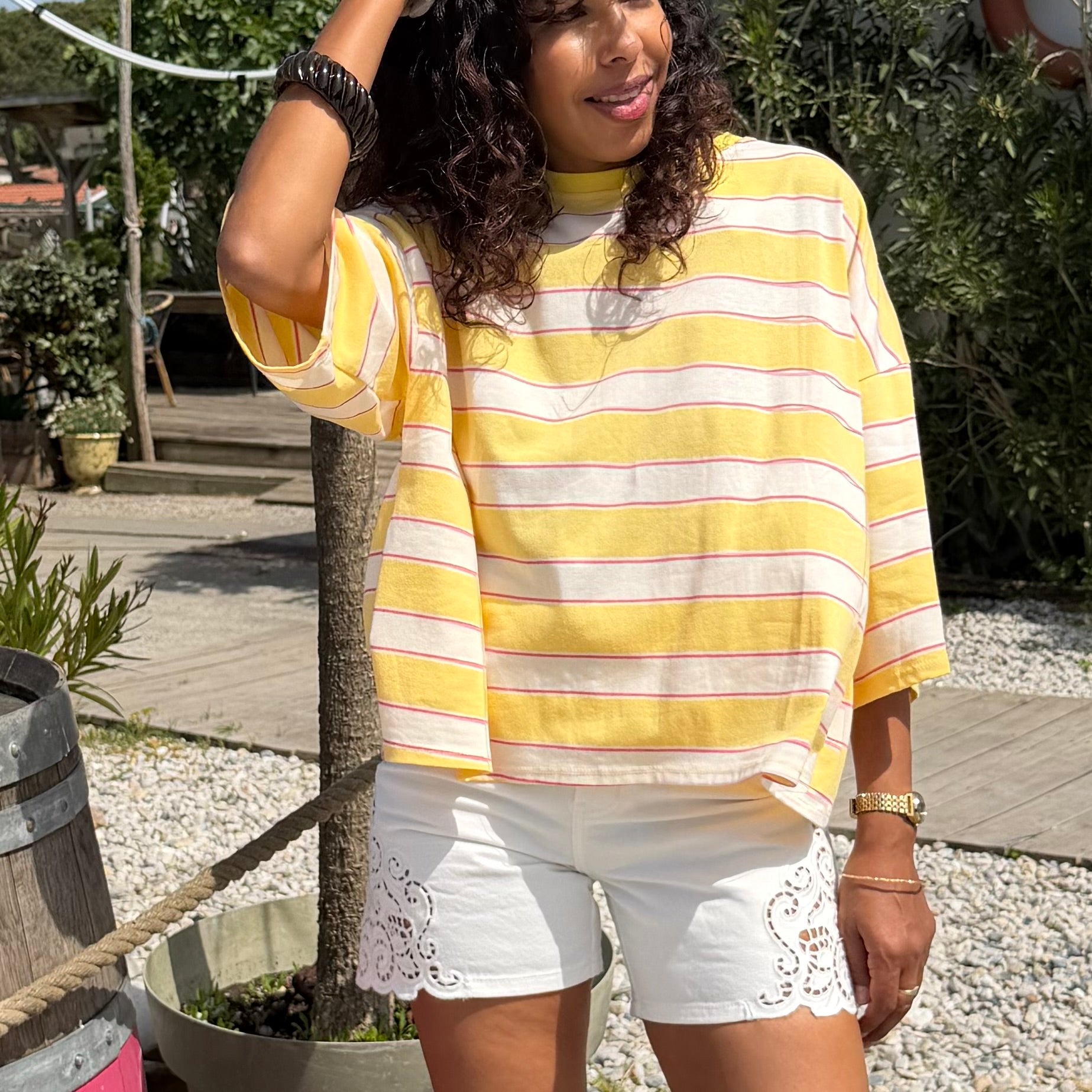 T-shirt VANILLE jaune rayé