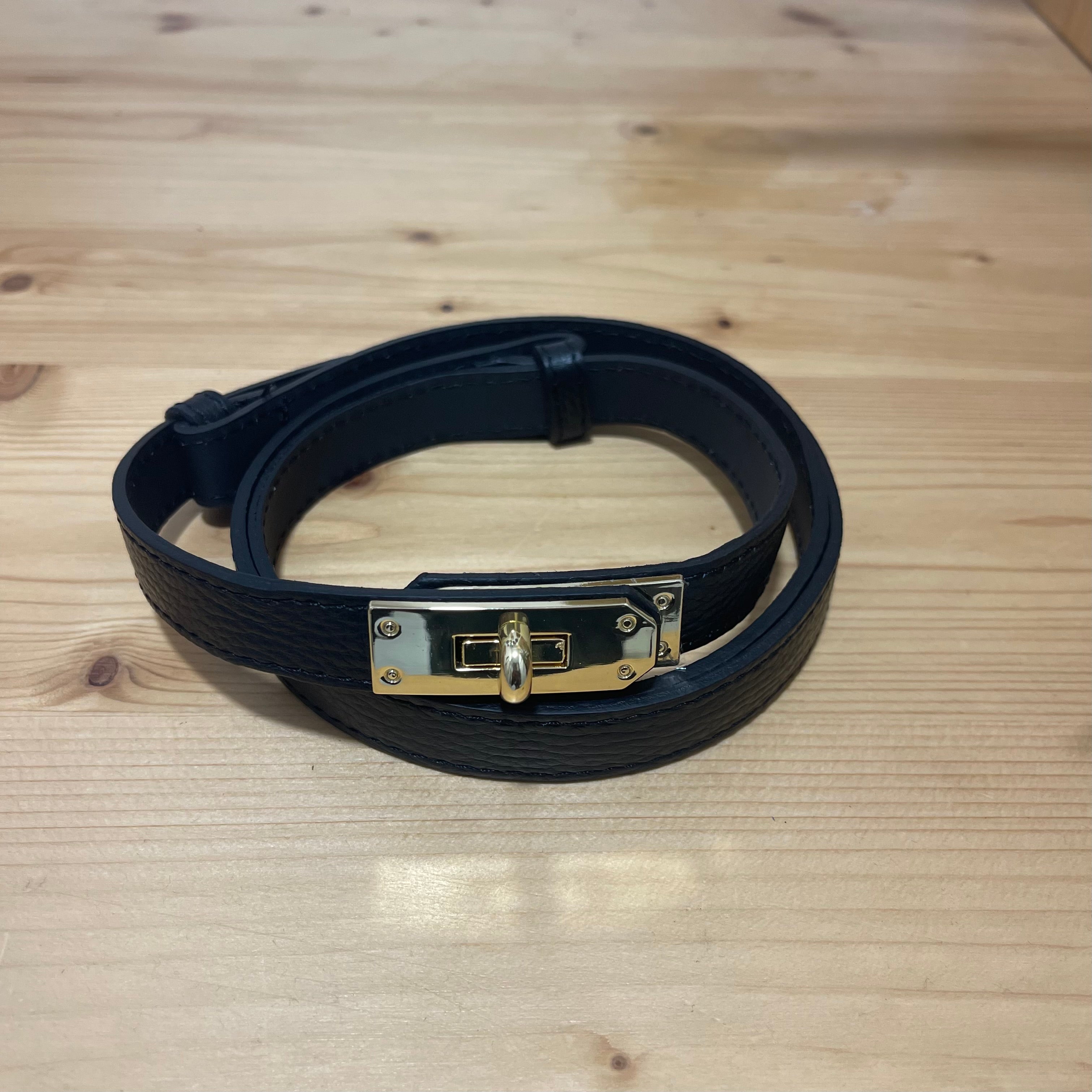 Ceinture cuir lisse noir réglable