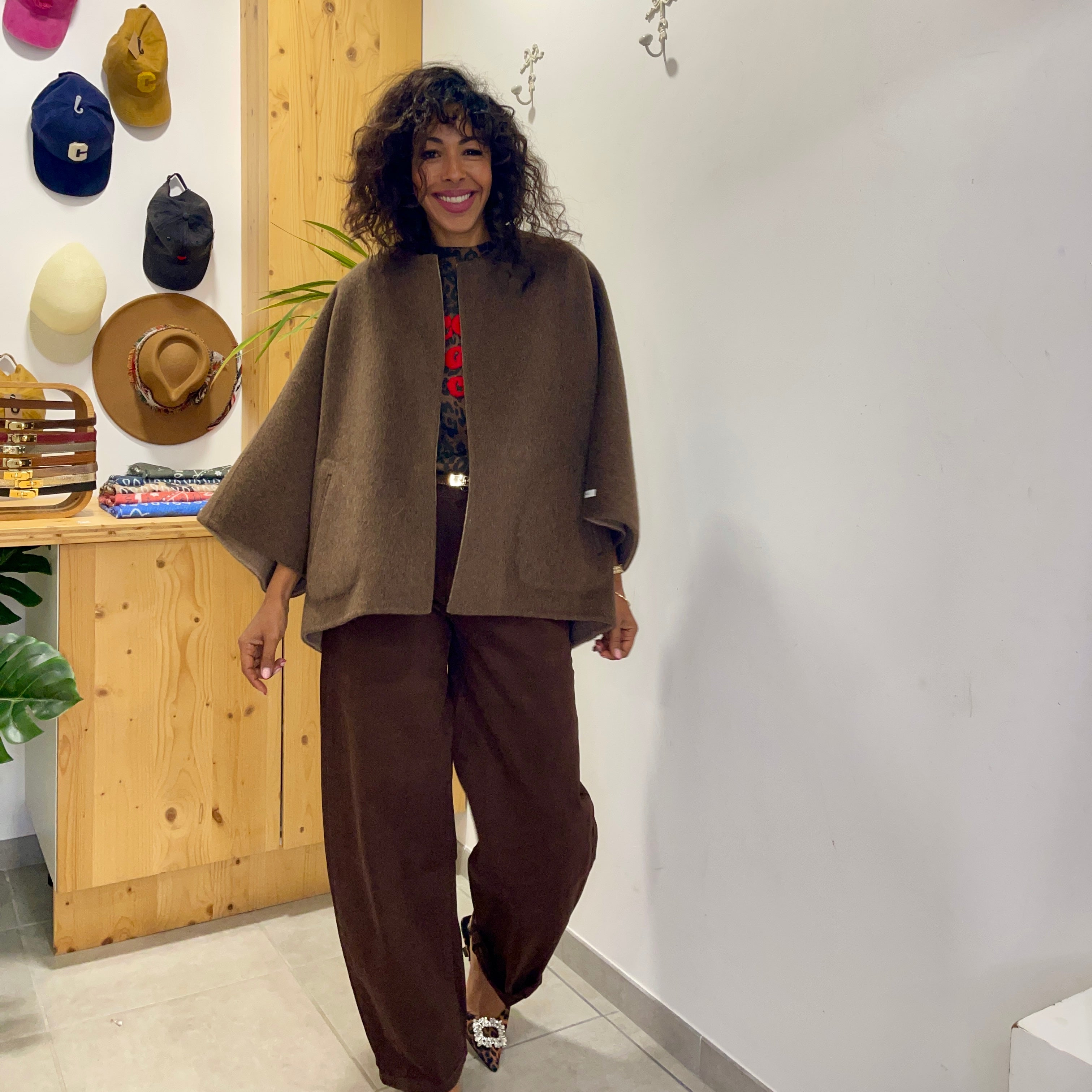 Manteau Cape TINI marron réversible