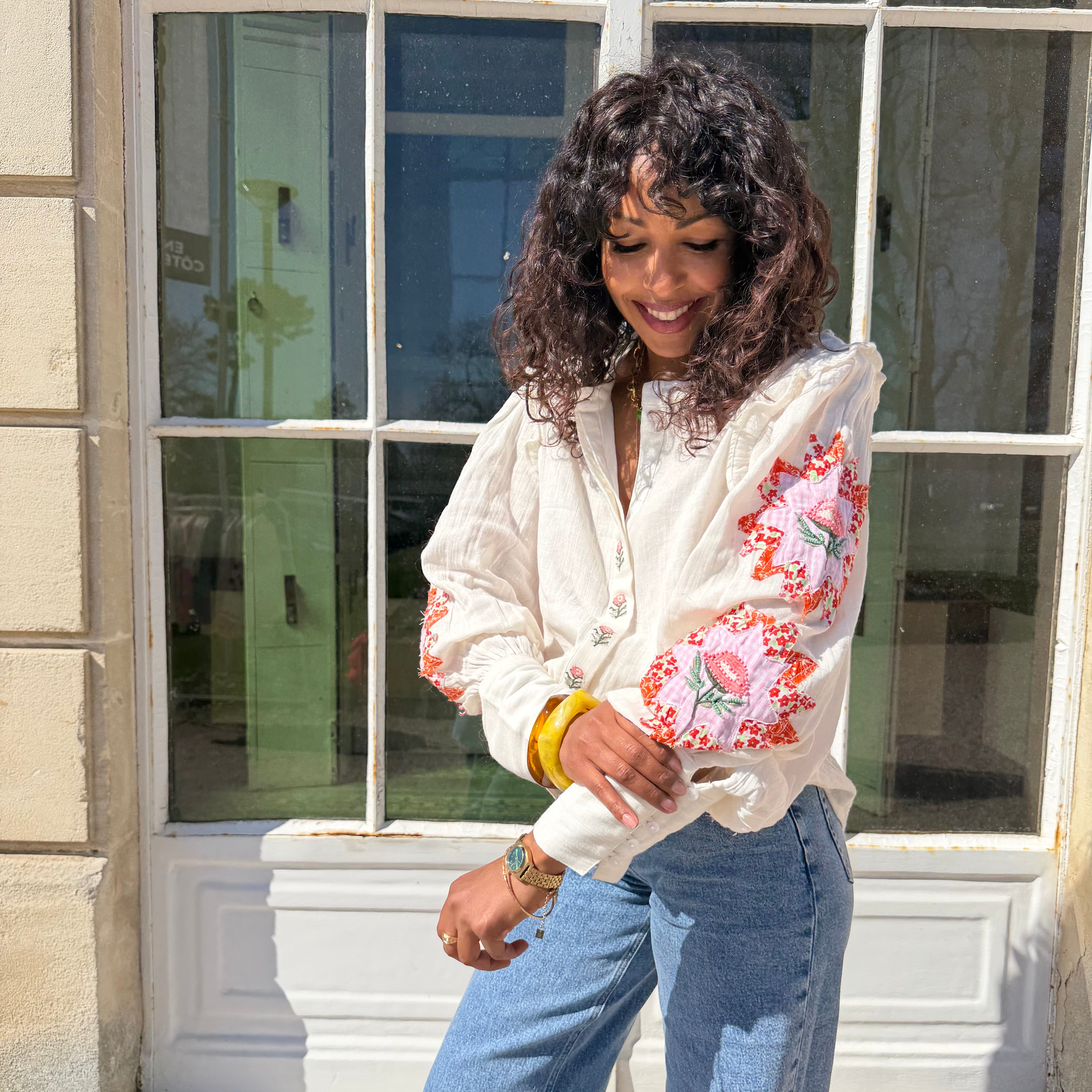 Chemisier ALBA blanc coton avec broderies