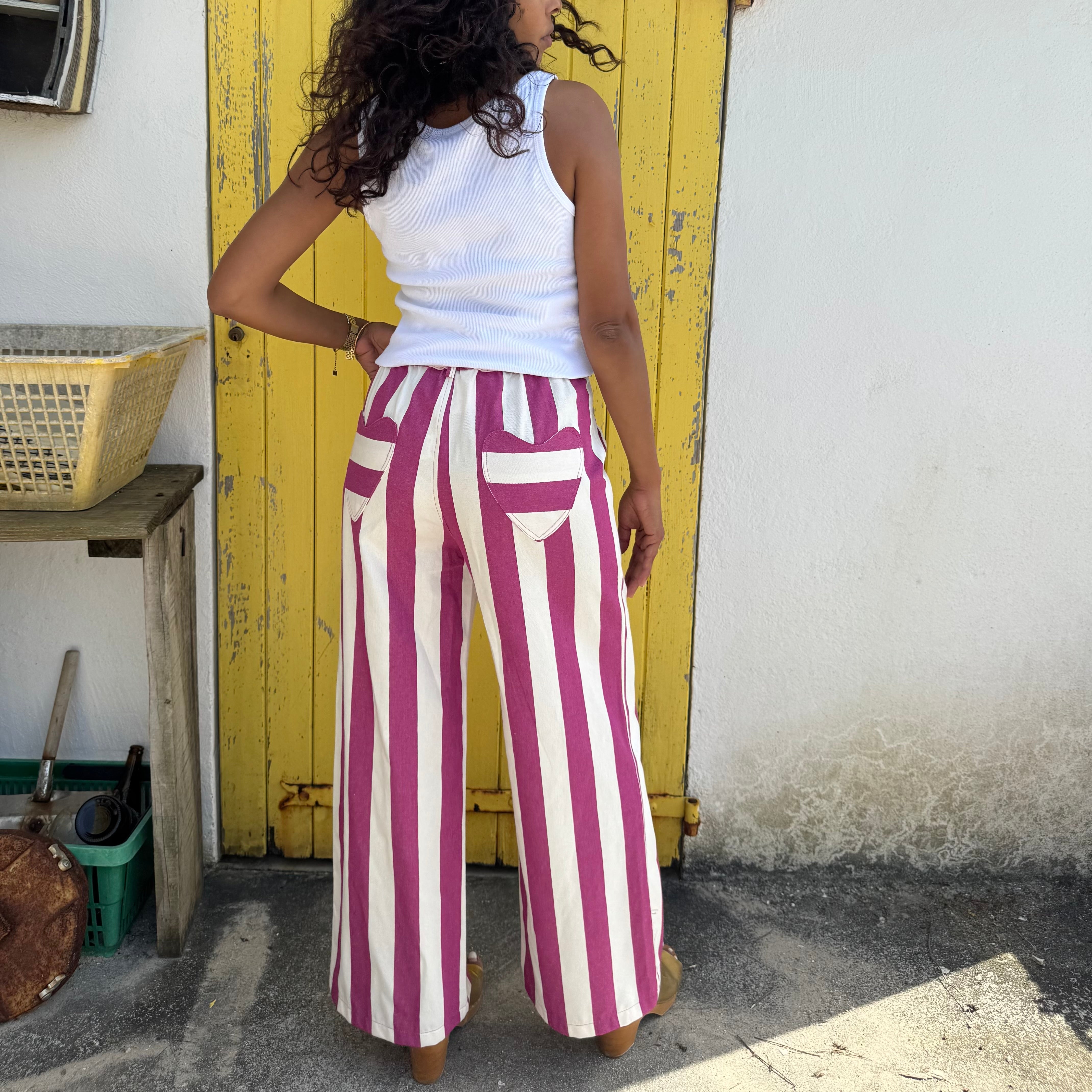 Pantalon RAPHAEL violet à rayures