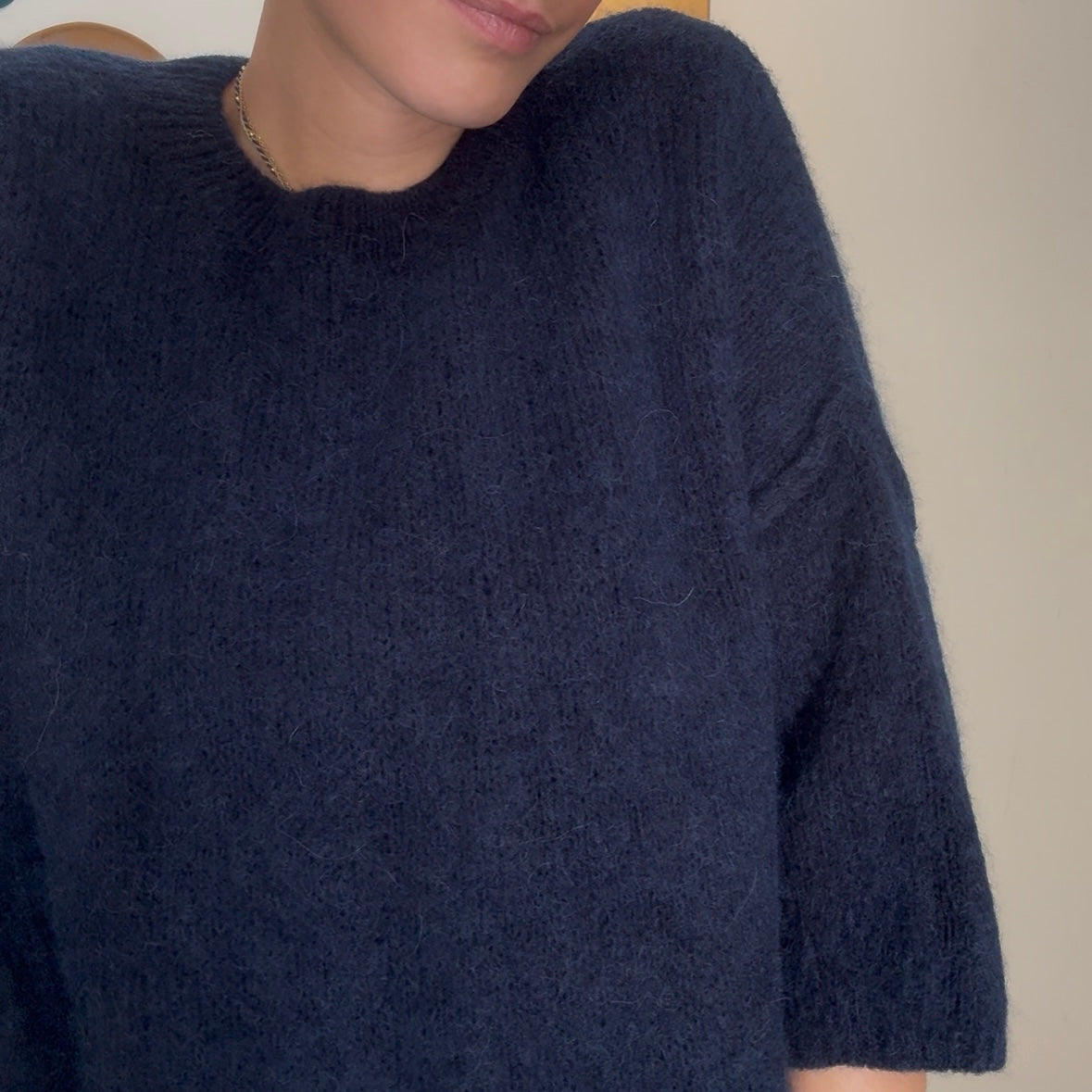 Pull baby alpaga LIO bleu marine manche 3/4