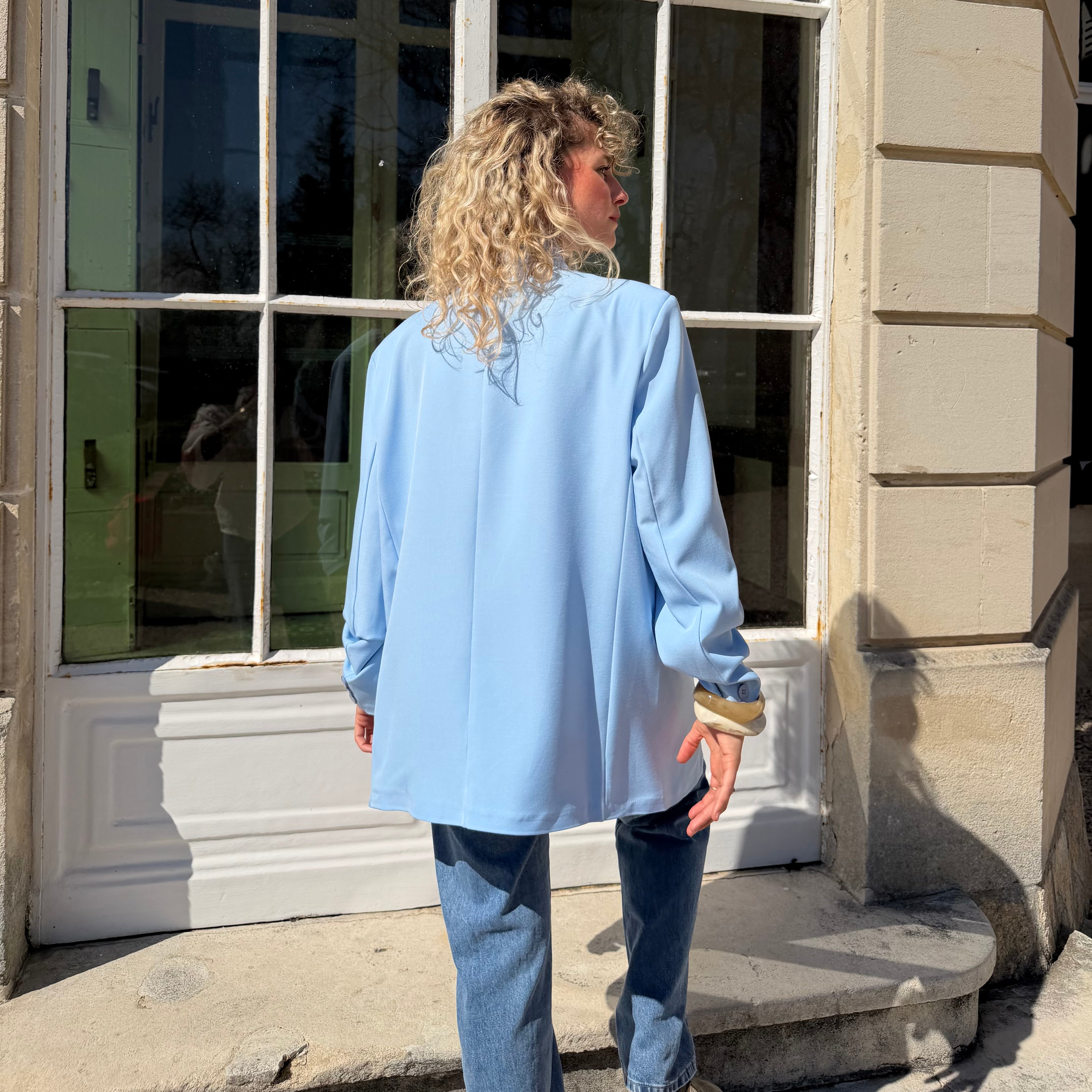 Blazer oversize ENZO col mao bleu pastel