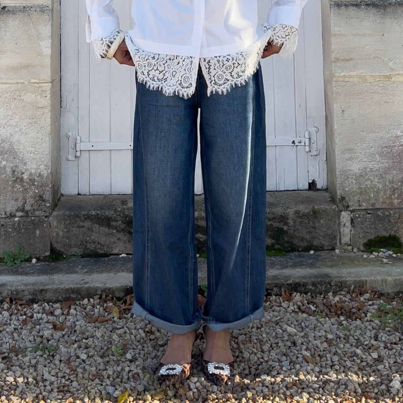 Jean MIA wide bleu intermediaire effet tailleur
