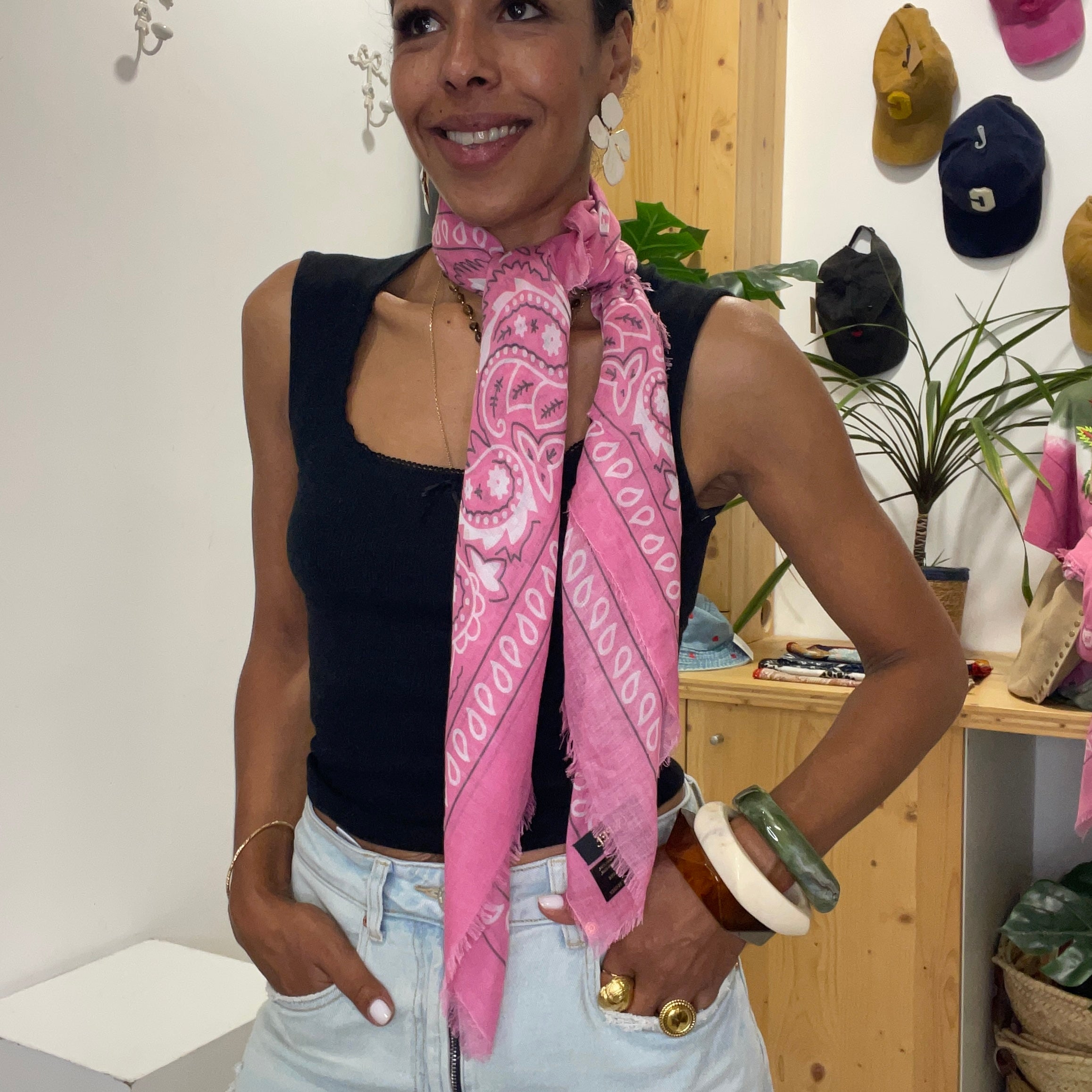 Foulard BANDANA rose petit format