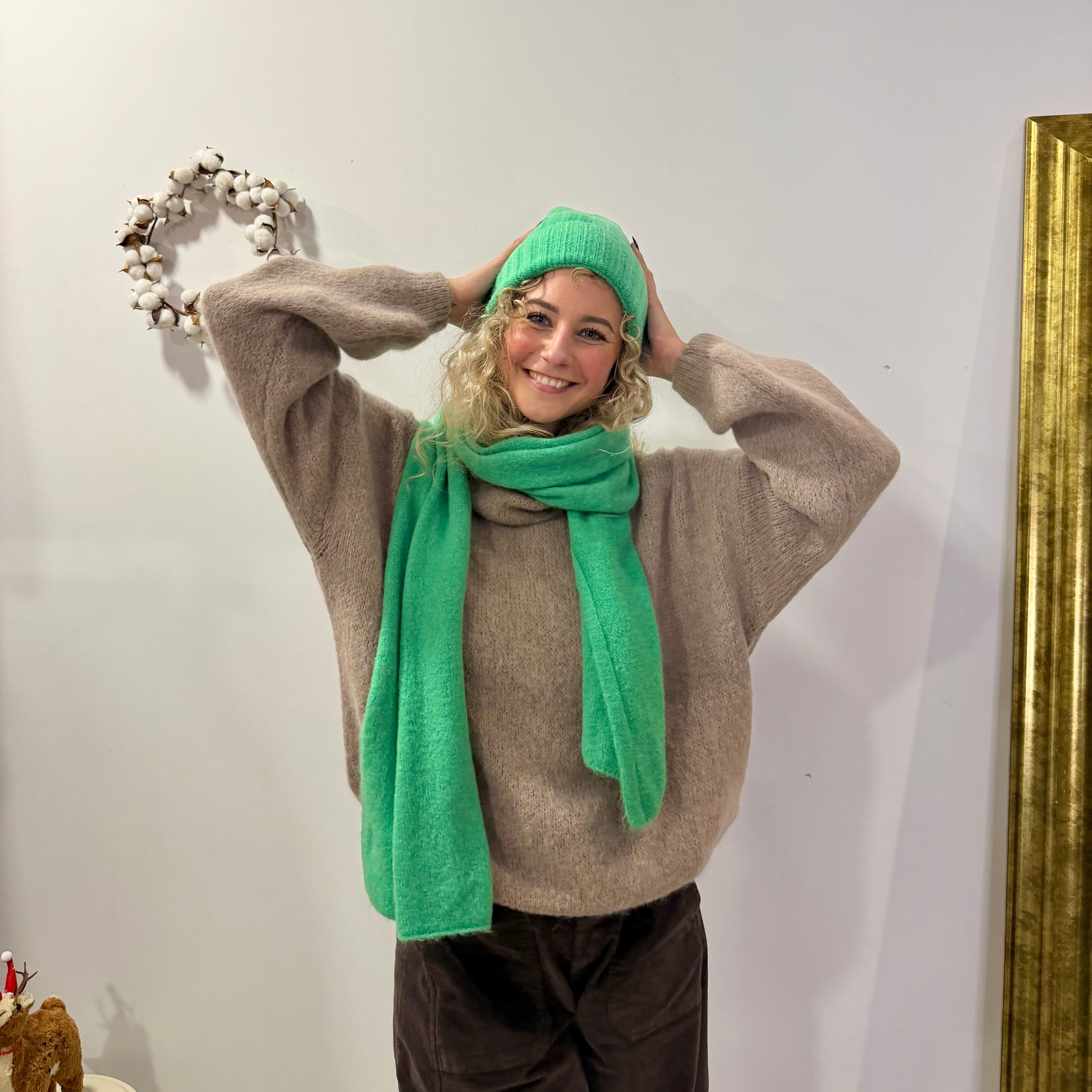 Ensemble Bonnet Écharpe vert