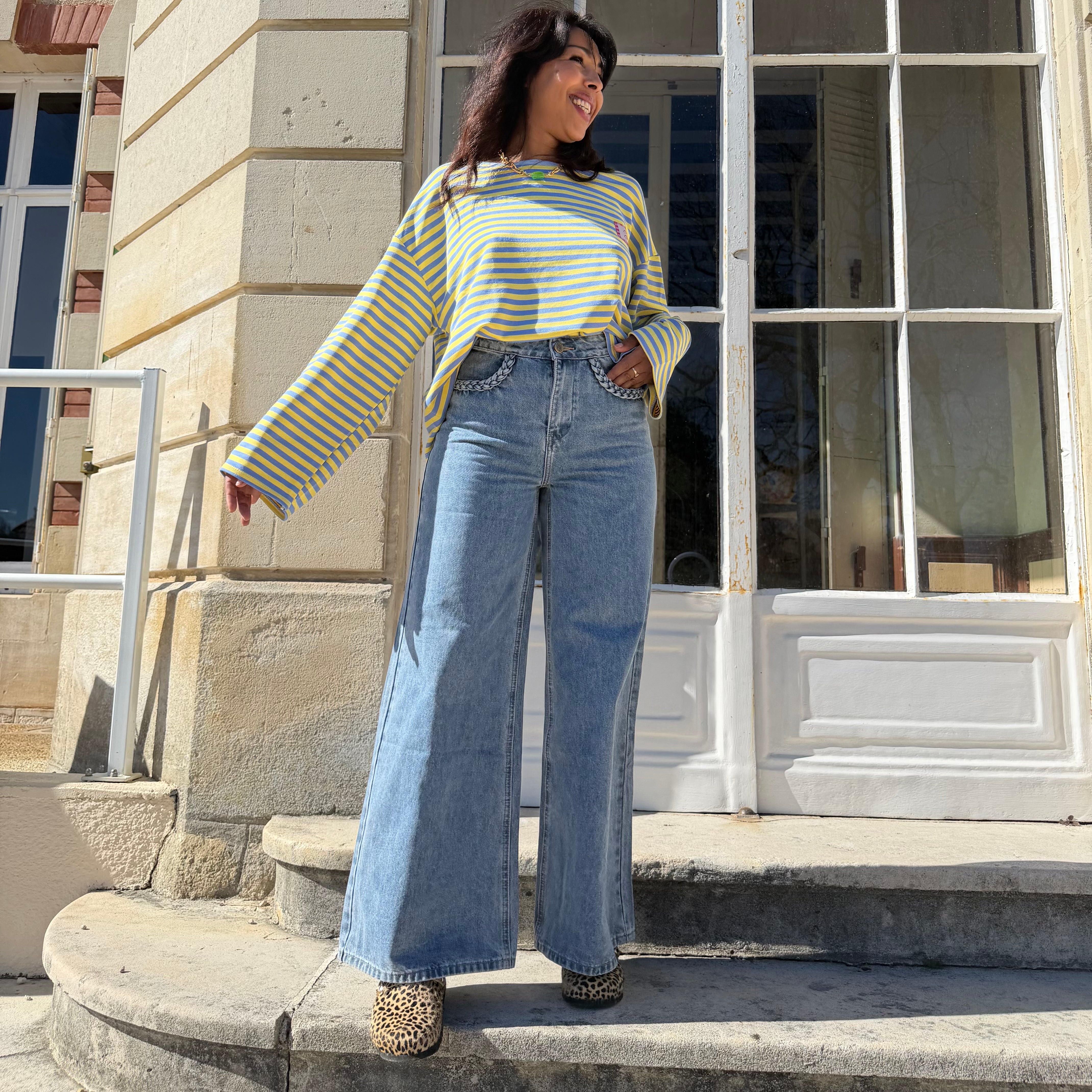 Jean palazzo, LYDIE bleu vintage