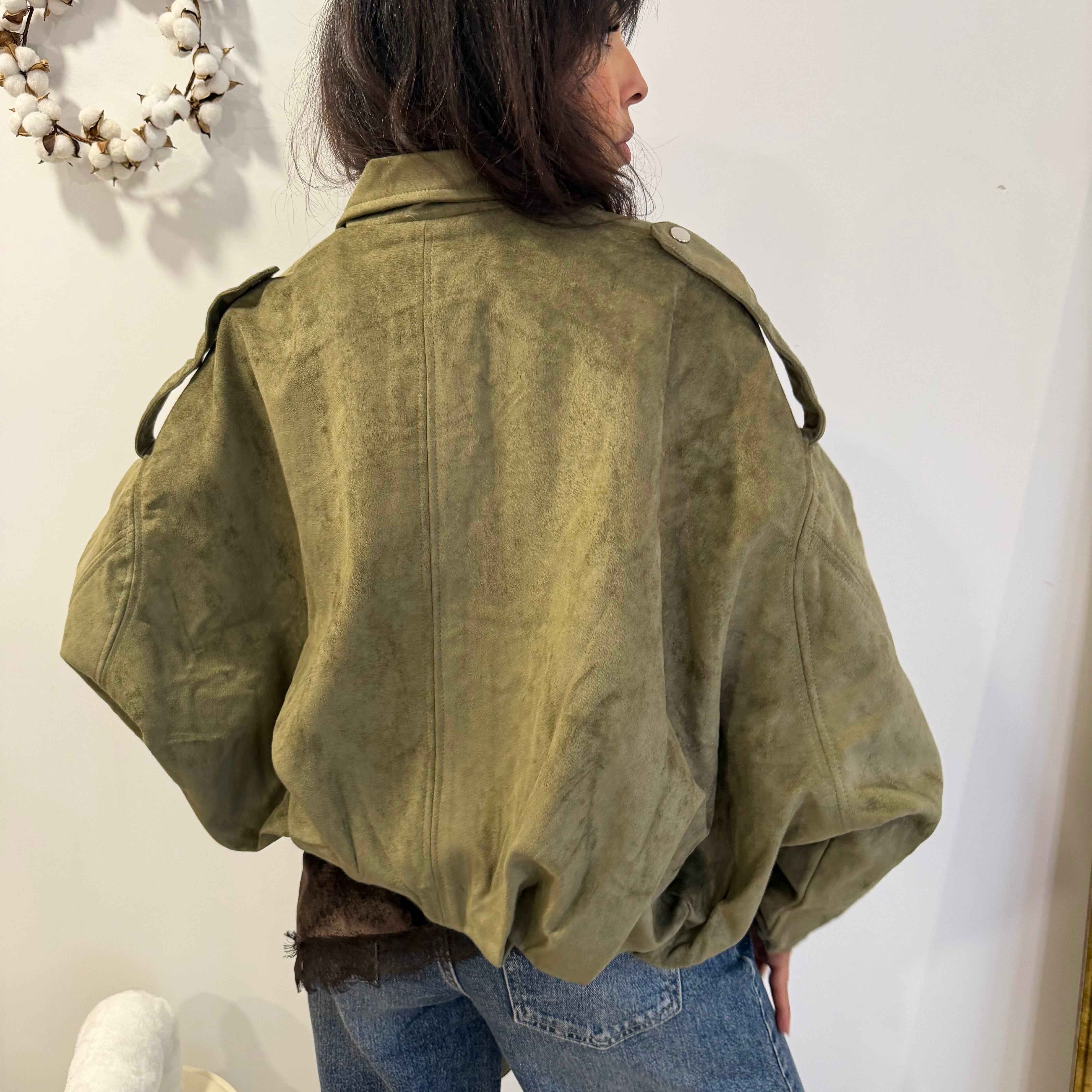 Bombers GAZIA oversize façon daim kaki