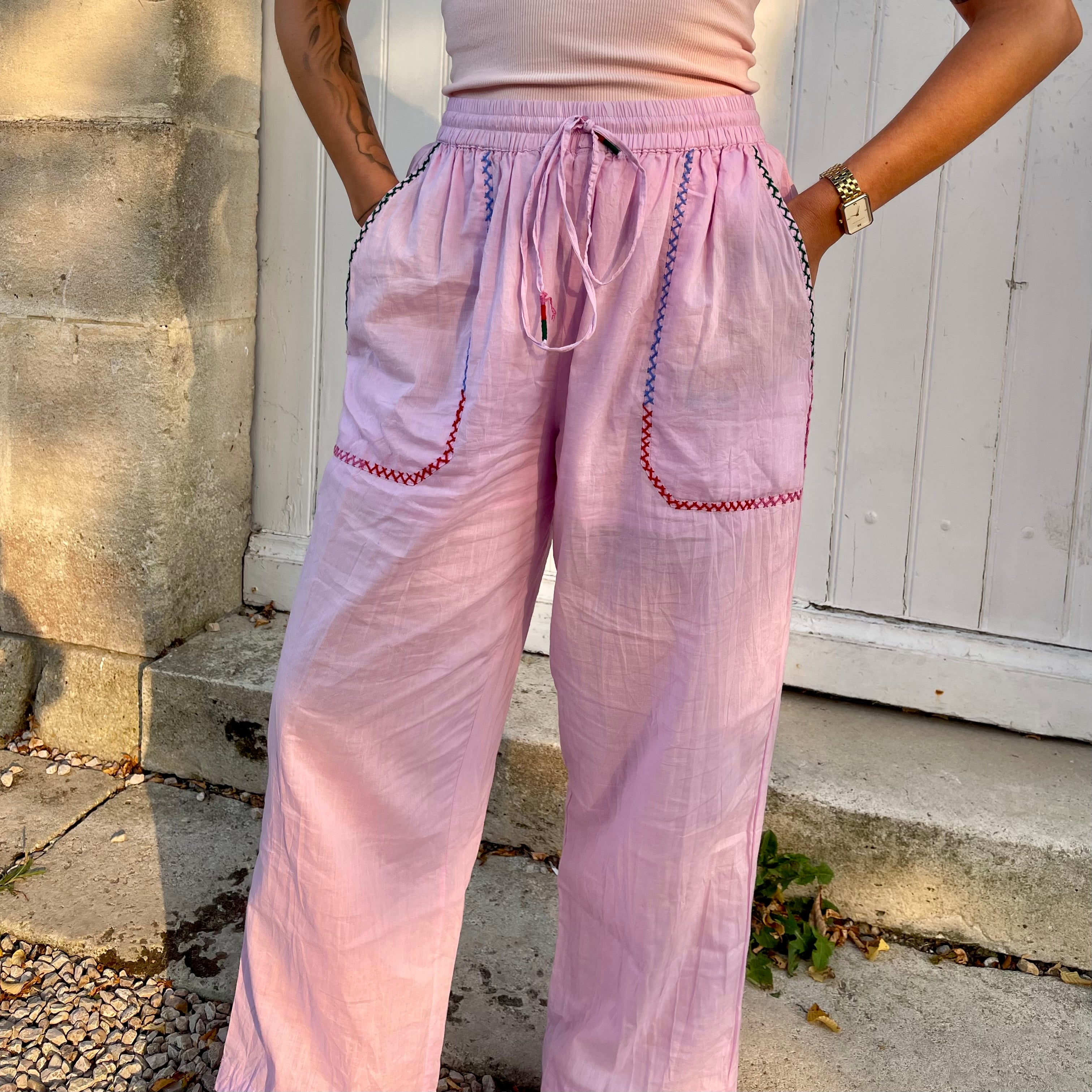 Pantalon EOS, lilas 100% coton