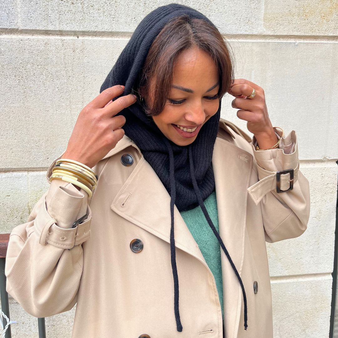 CAGOULE ENVY côtelé noire en laine