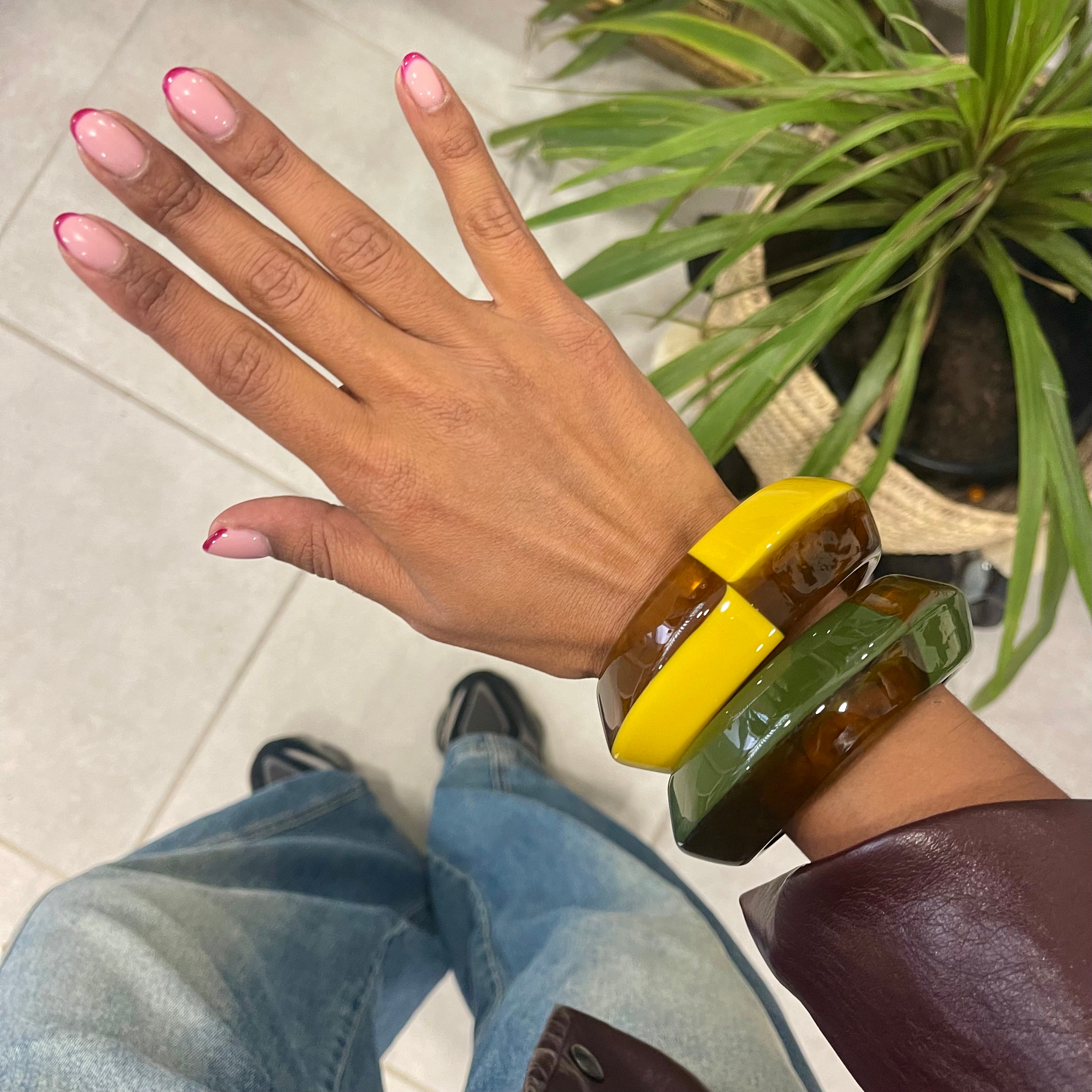 Jonc damier jaune ambre