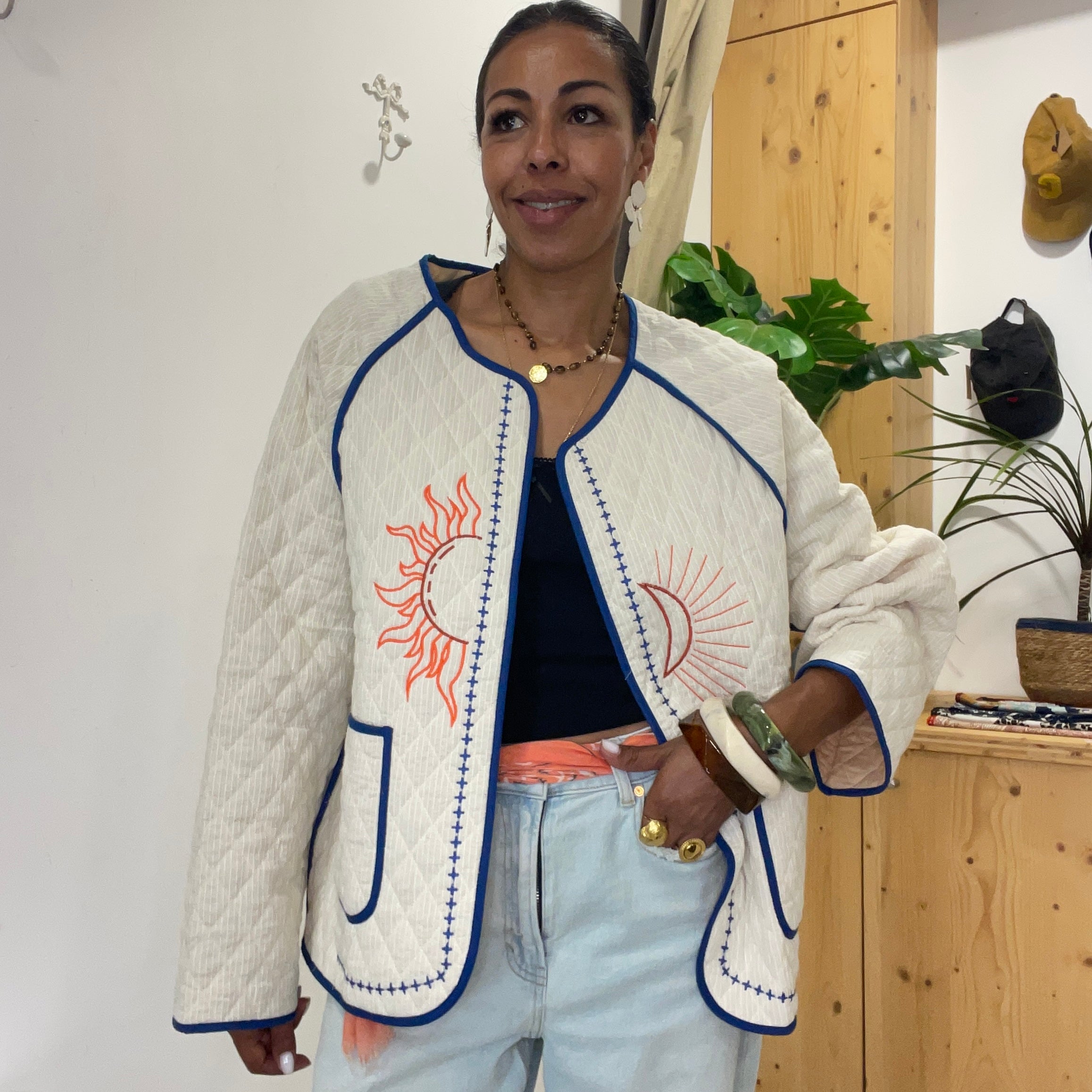 Veste SERPENT matelasée en coton brodée coupe over size