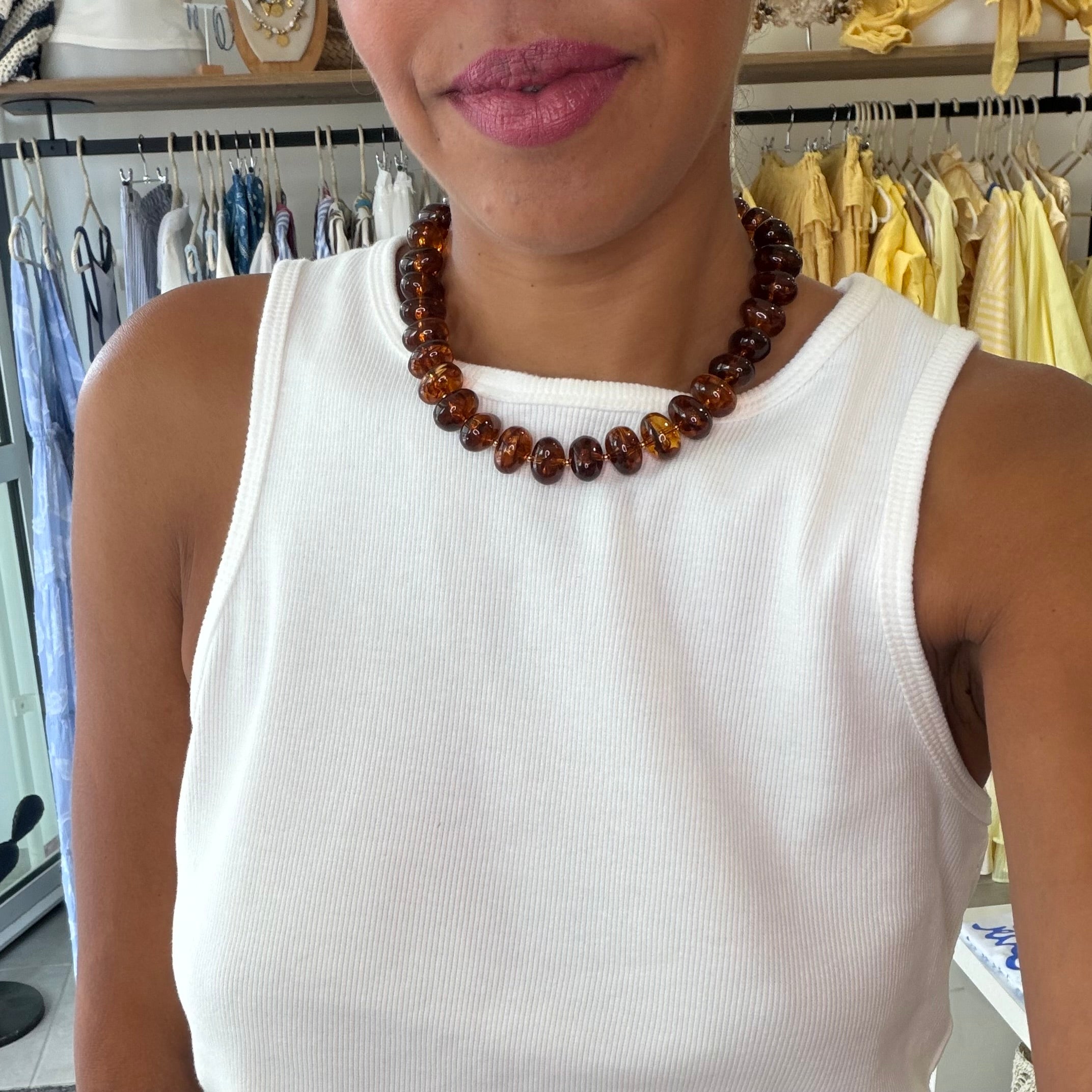 COLLIER PERLES AMBRÉES